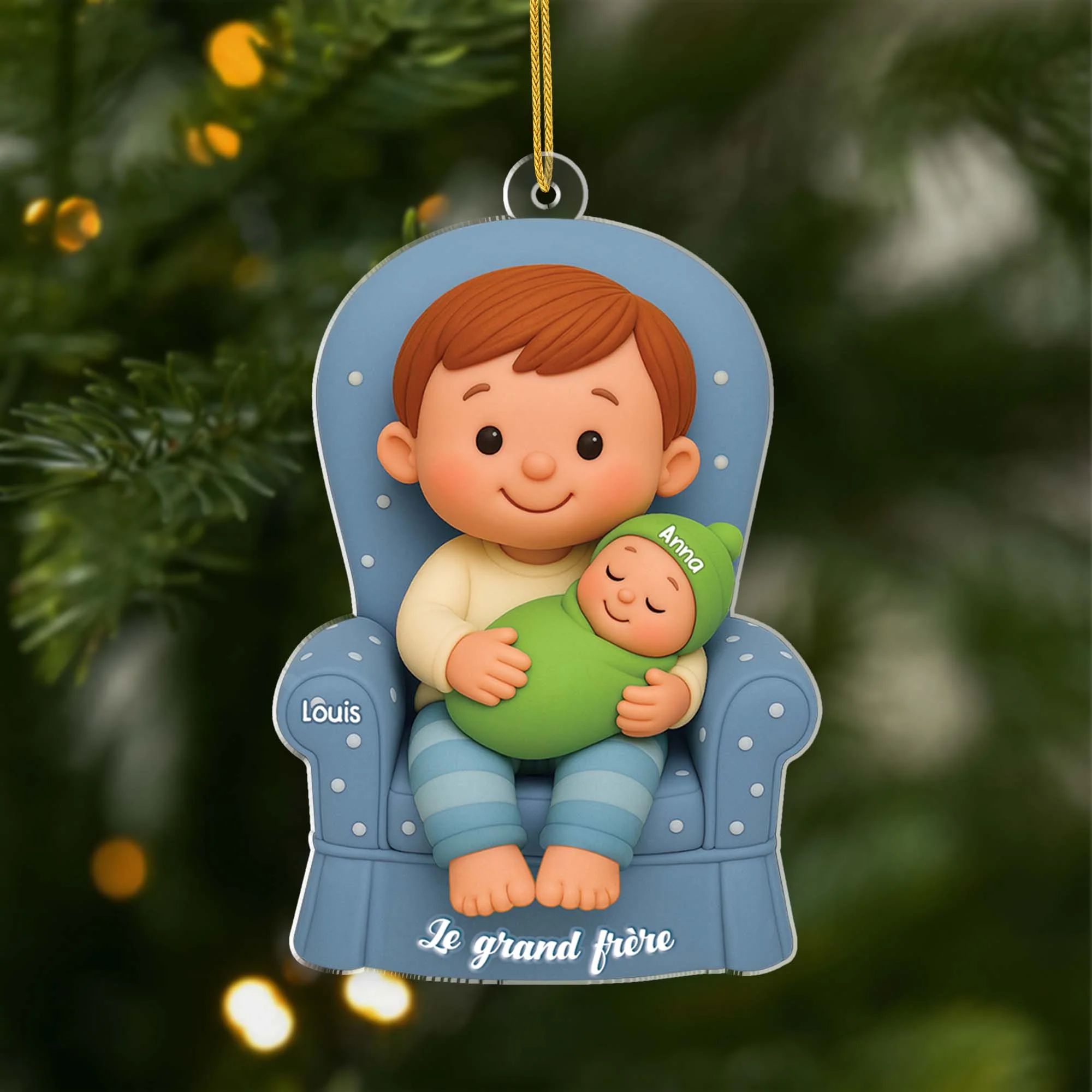 Ornement Noël Acrylique Personnalisé Enfant - Grand Frère Grande Sœur