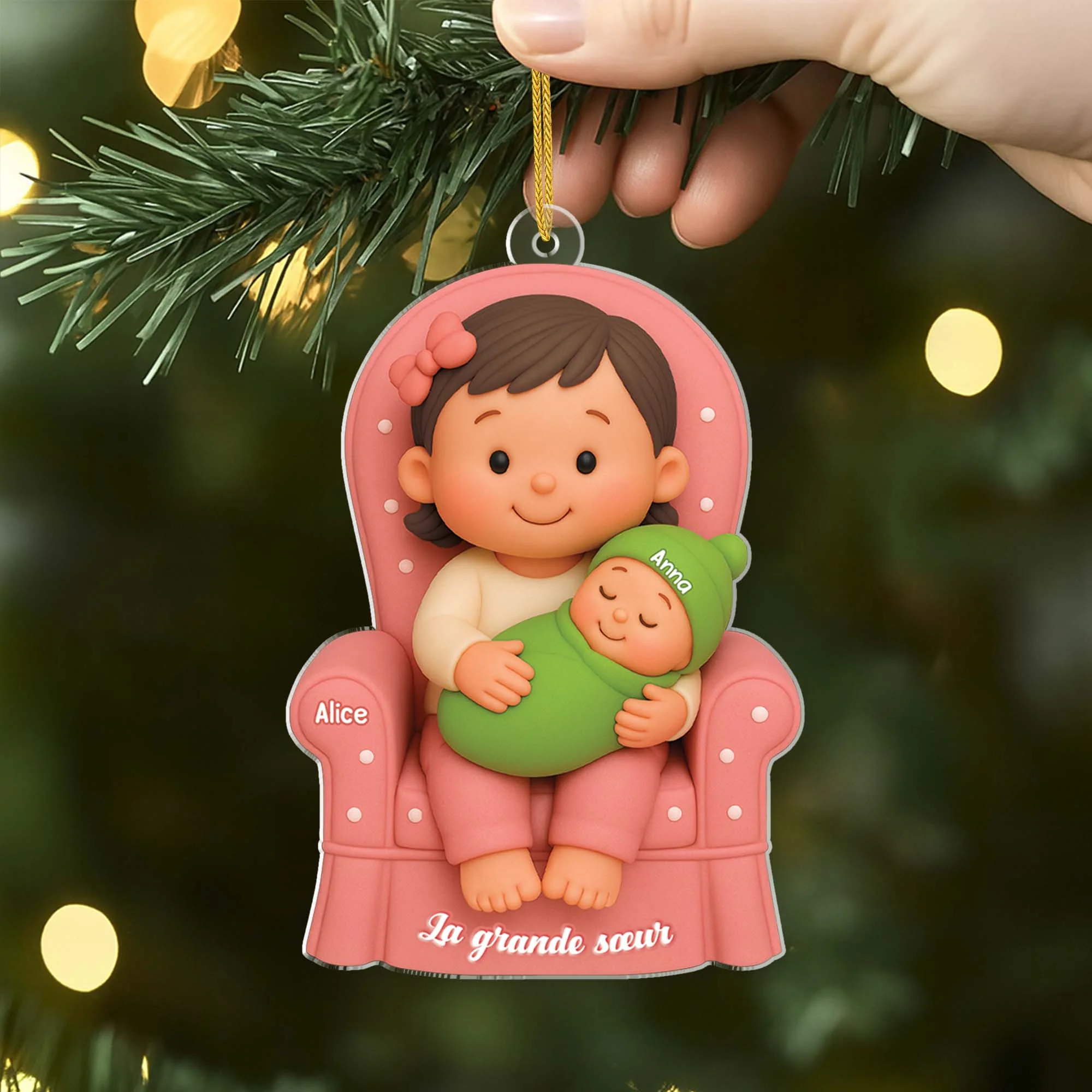 Ornement Noël Acrylique Personnalisé Enfant - Grand Frère Grande Sœur - Image 2