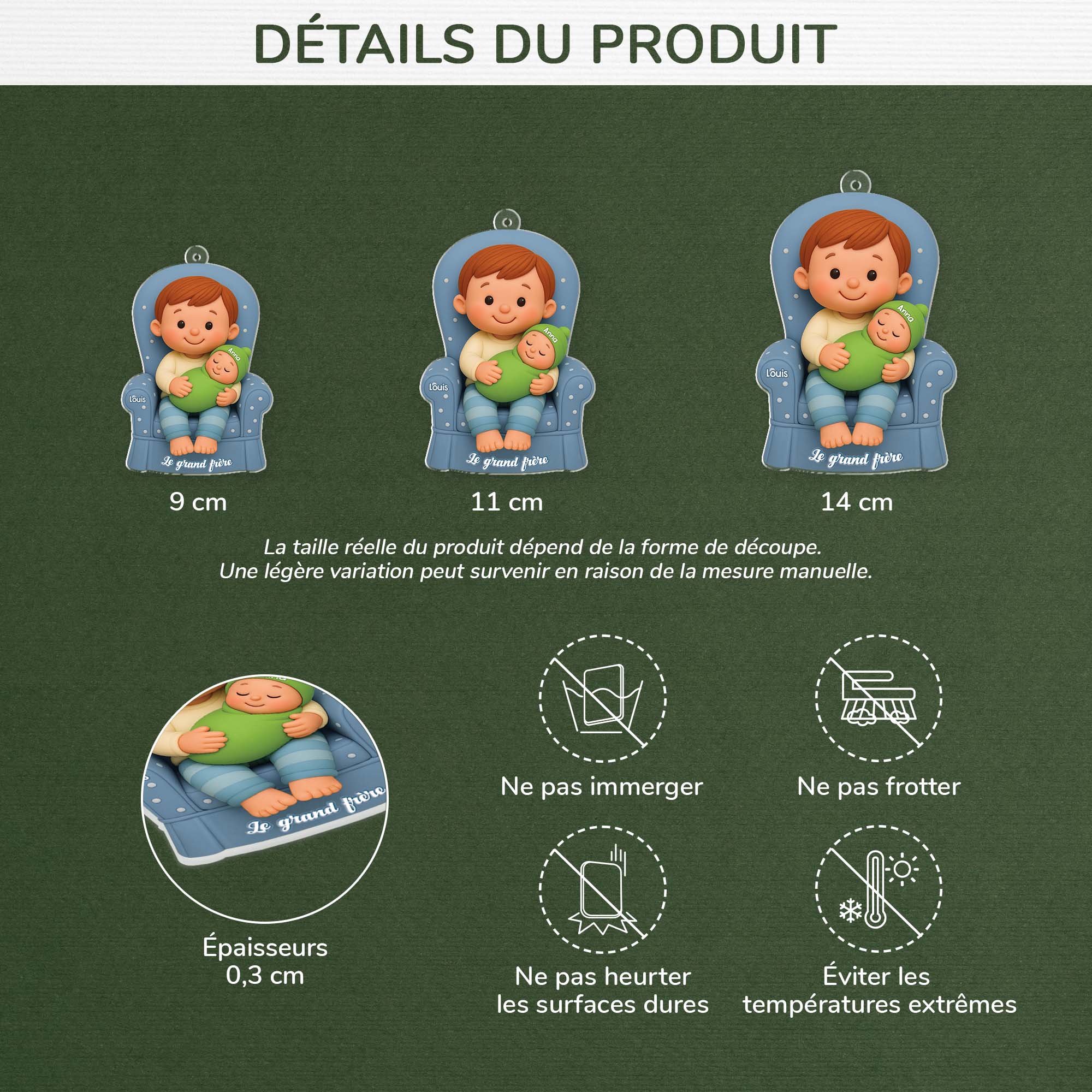 Ornement Noël Acrylique Personnalisé Enfant - Grand Frère Grande Sœur - Image 3