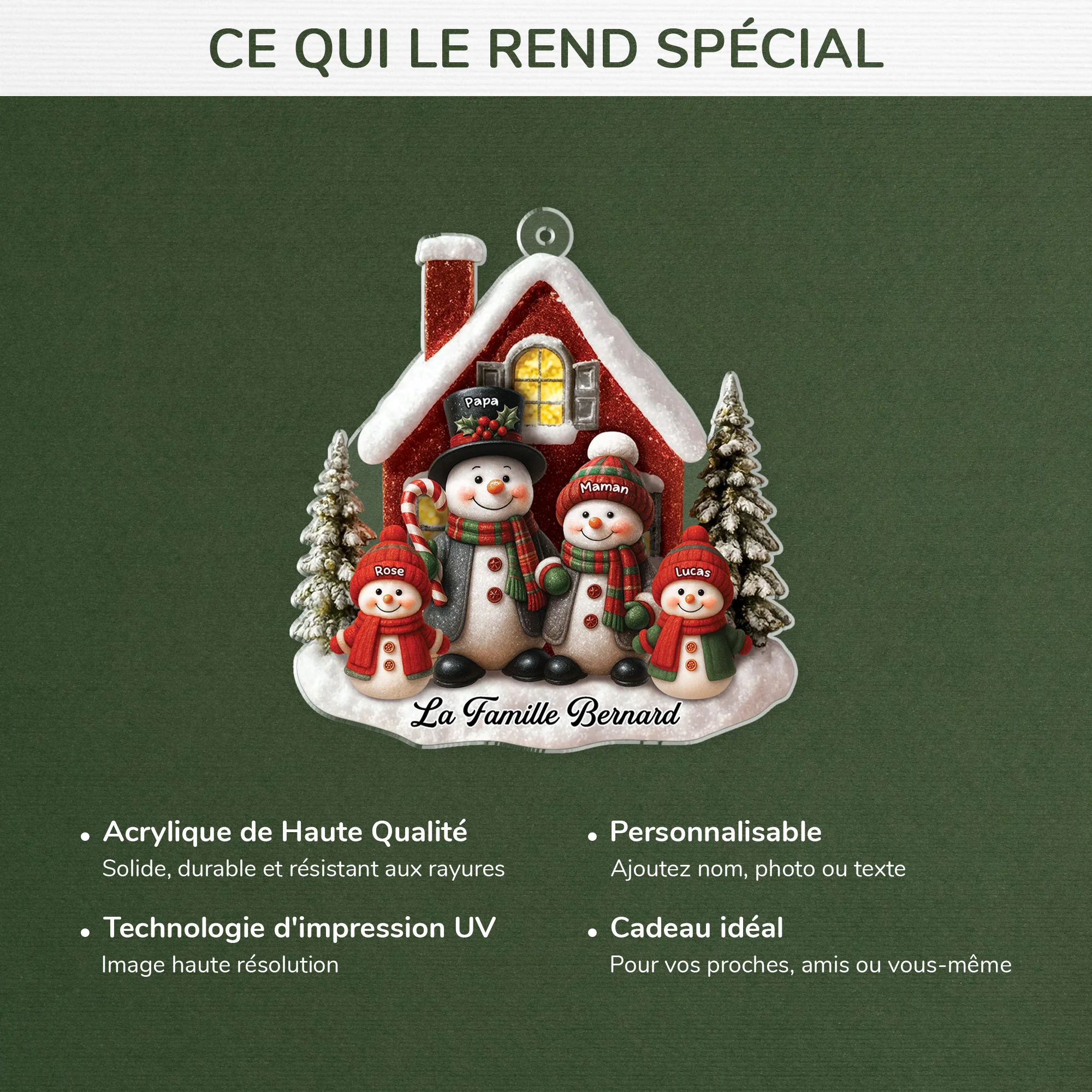 Ornement Noël Acrylique Personnalisé - Famille Bonhomme De Neige - Image 4