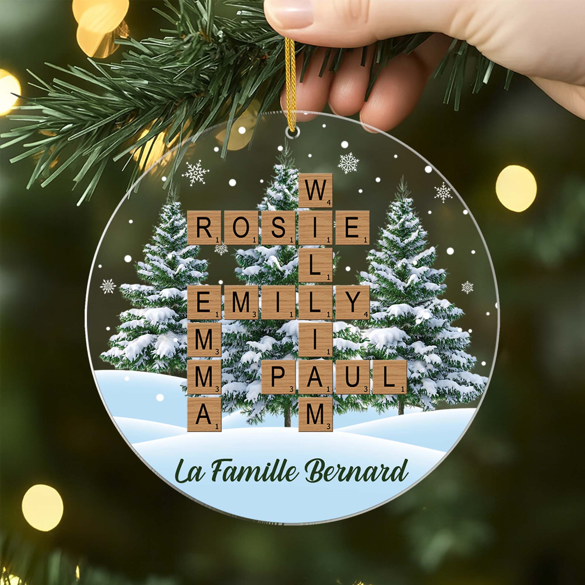 Ornement Noël Acrylique Personnalisé Avec Mots Croisés - Nom De Famille - Image 2