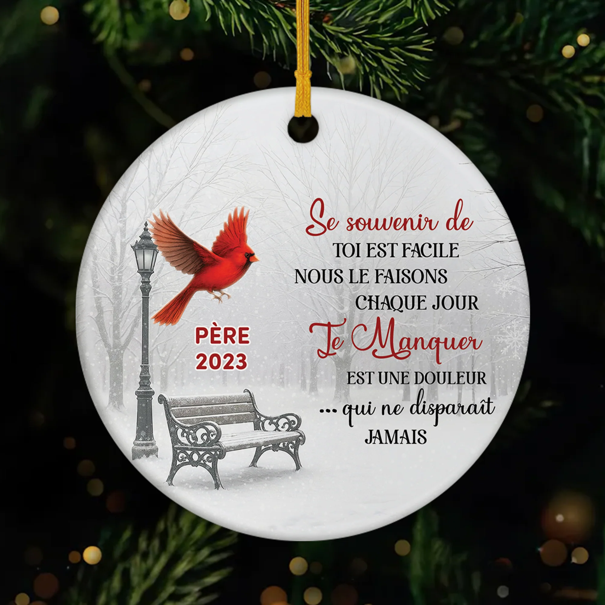 Ornement Noël Céramique Commémoratif Personnalisé - Cardinal Rouge Dans Mon Coeur