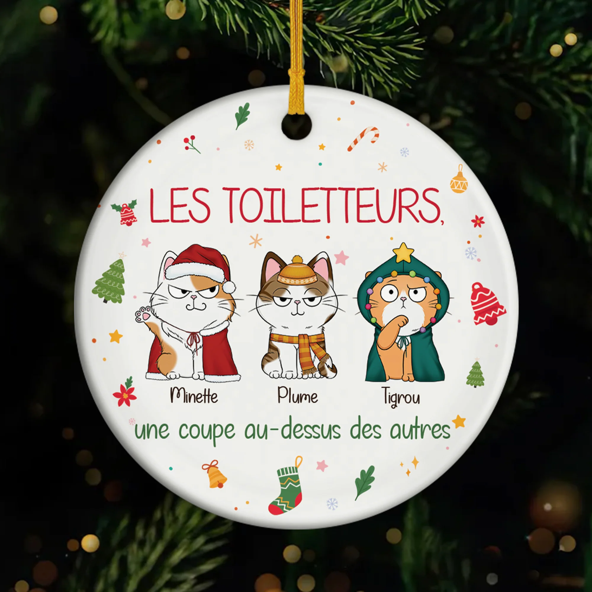 Ornement Noël Céramique Personnalisé Avec Chat - Les Toiletteurs