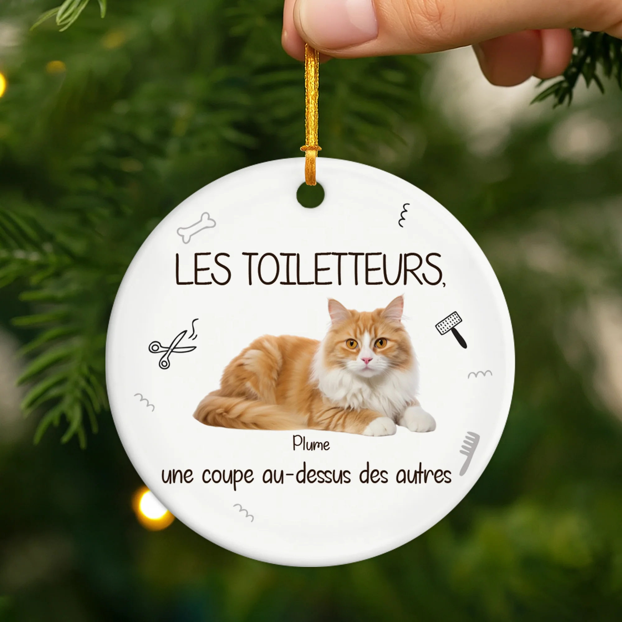 Ornement Noël Céramique Personnalisé Avec Chat - Les Toiletteurs - Image 2