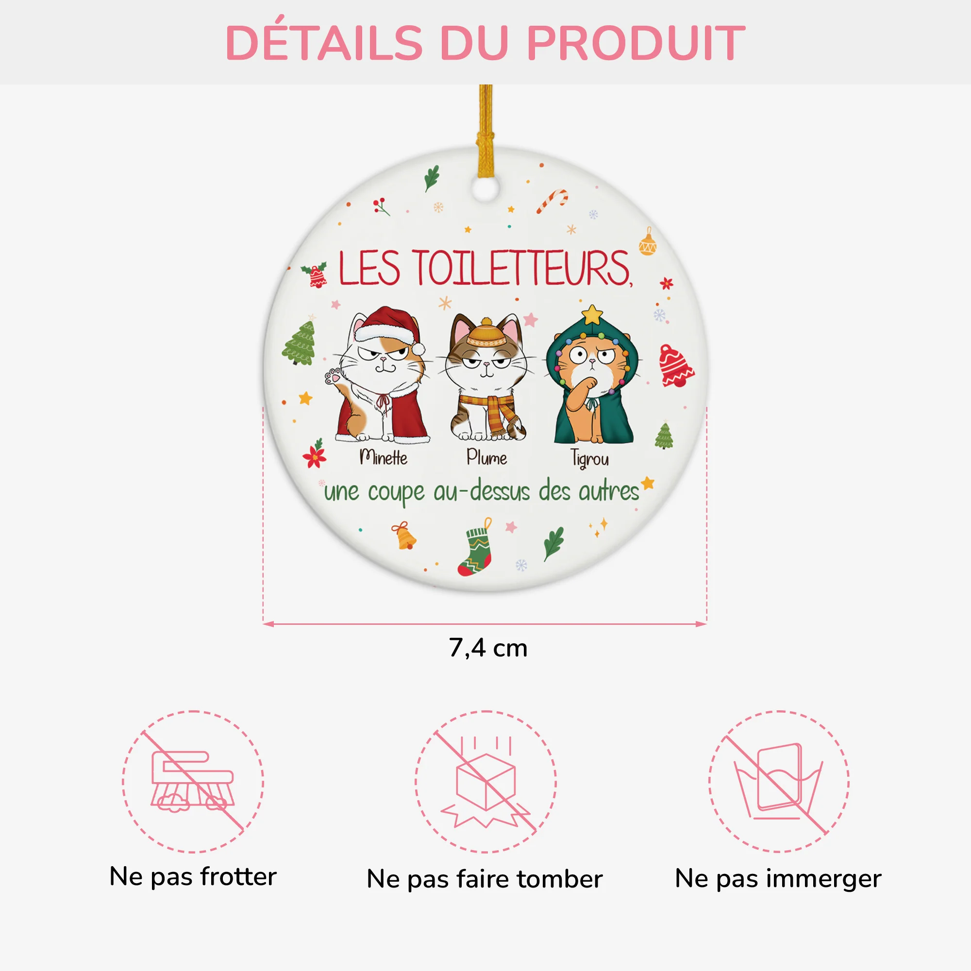 Ornement Noël Céramique Personnalisé Avec Chat - Les Toiletteurs - Image 3