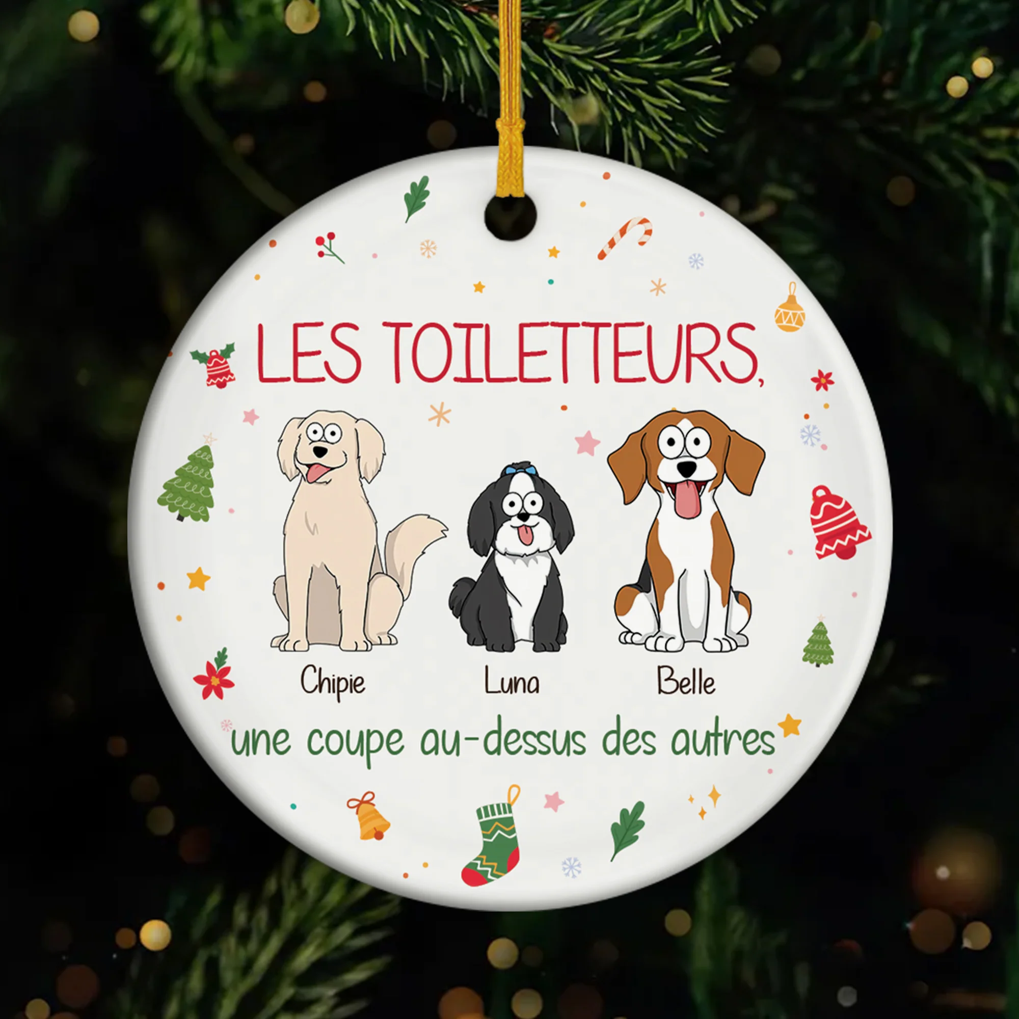 Ornement Noël Céramique Personnalisé Avec Chien - Les Toiletteurs