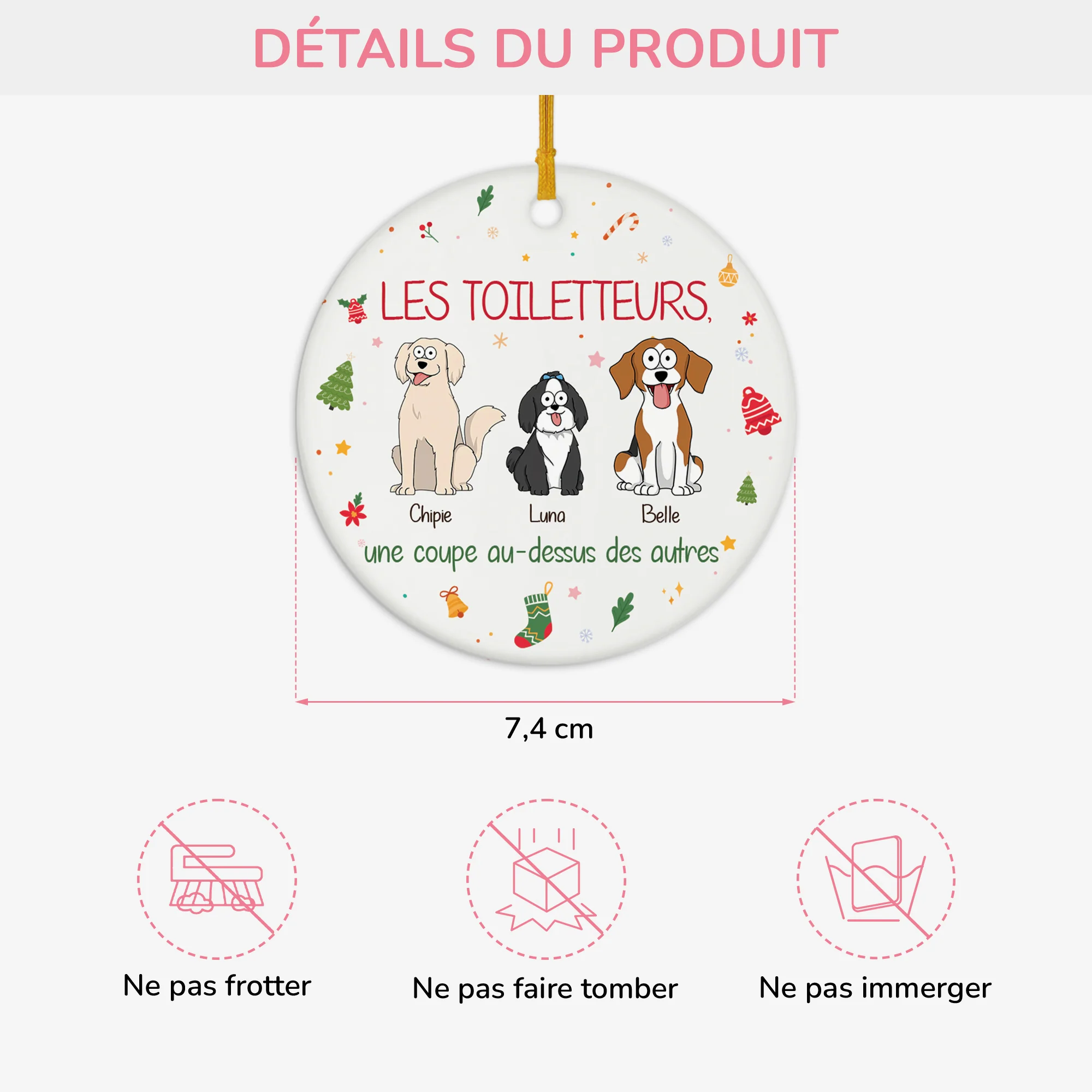 Ornement Noël Céramique Personnalisé Avec Chien - Les Toiletteurs - Image 3