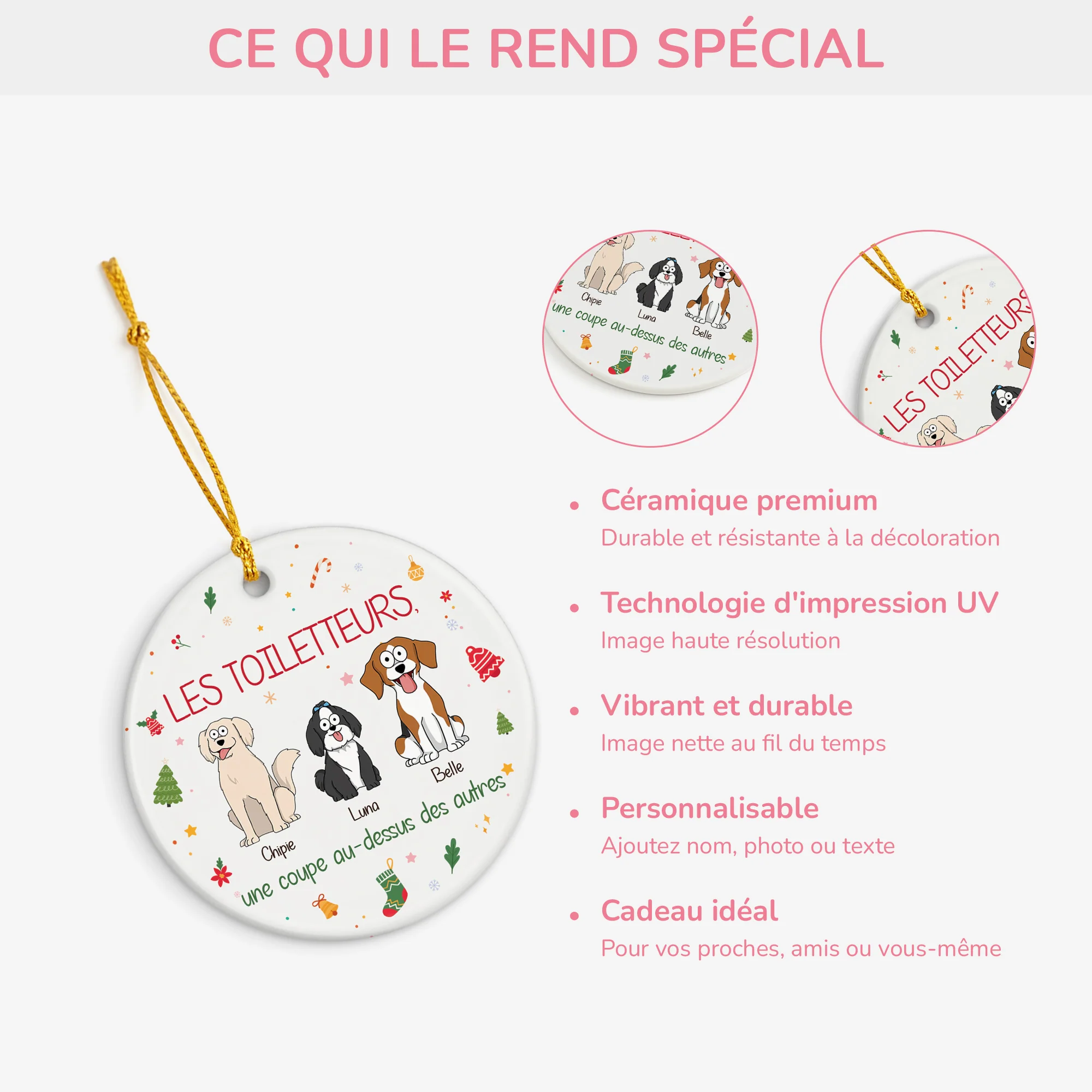 Ornement Noël Céramique Personnalisé Avec Chien - Les Toiletteurs - Image 4