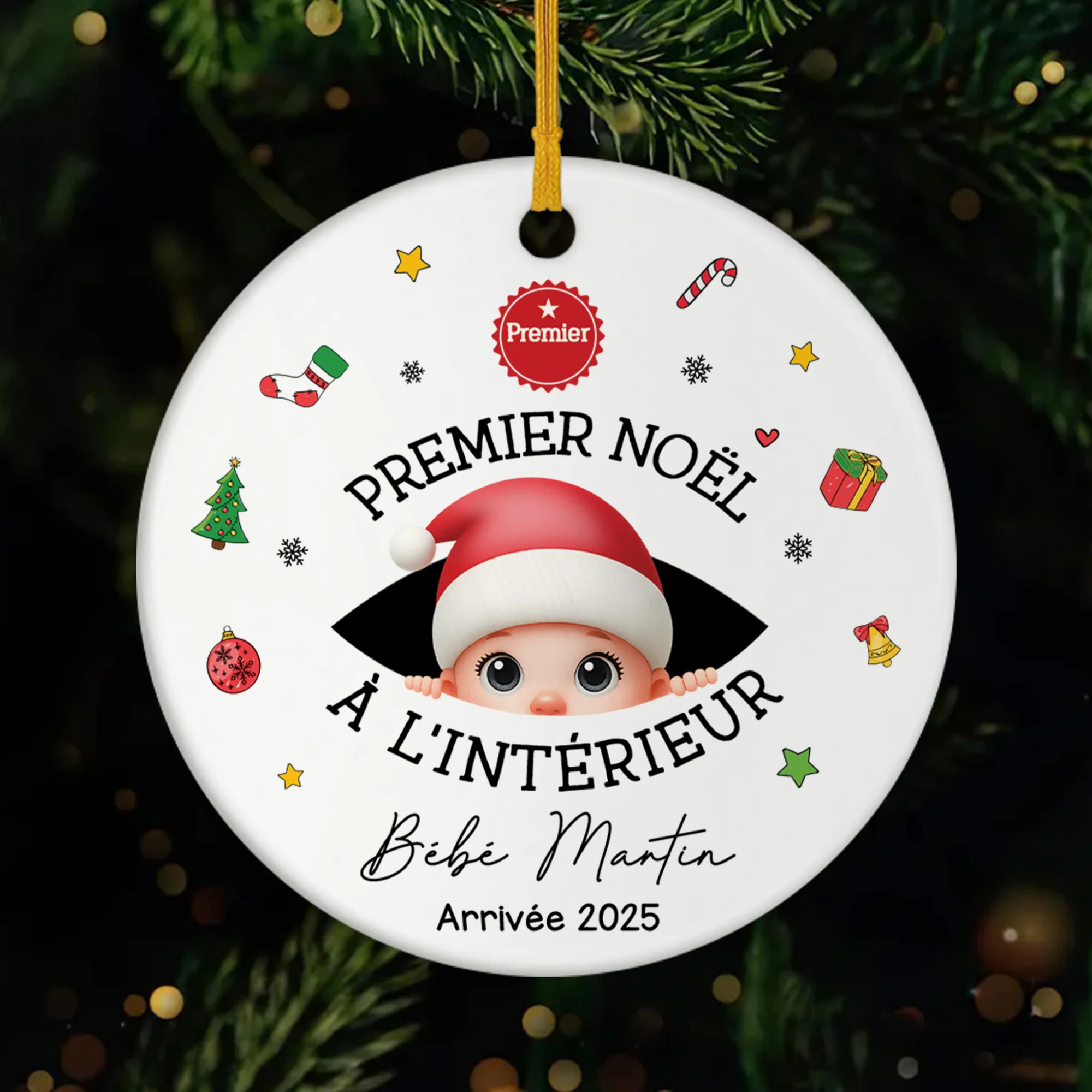 Ornement Noël Céramique Personnalisé - Mon Premier Noël À L'intérieur
