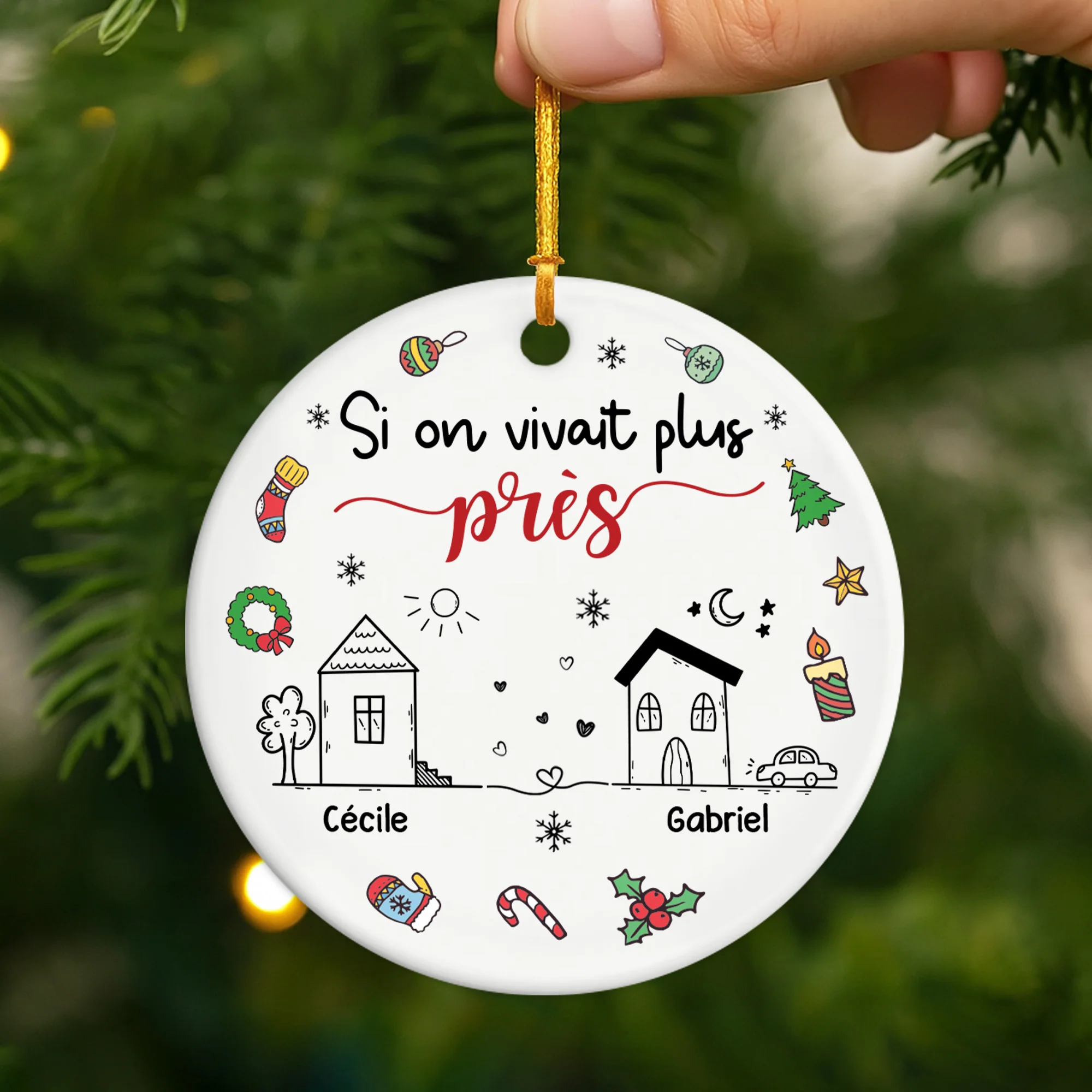 Ornement Noël Céramique Personnalisé Pour Ami - Si On Vivait Plus Près - Image 2