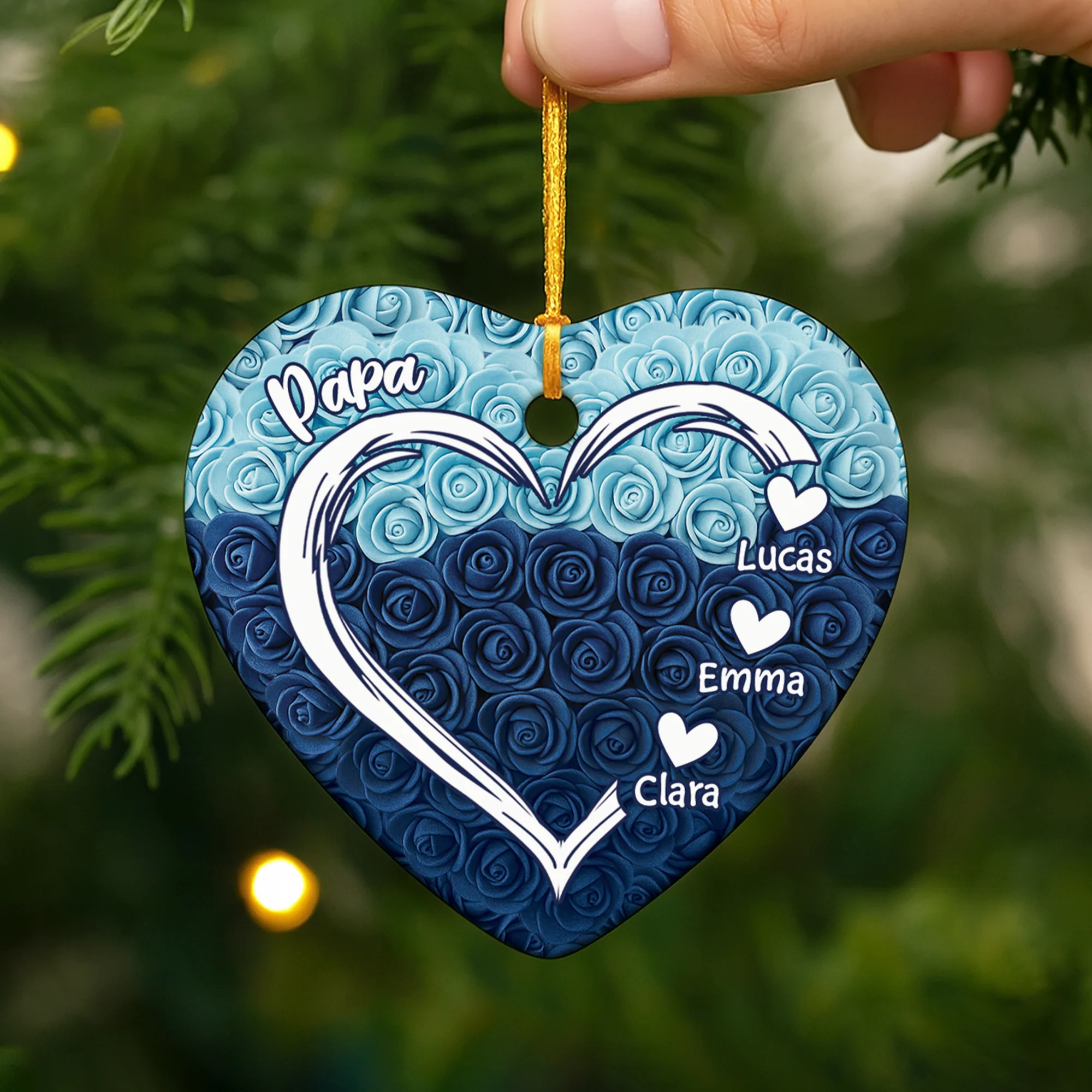 Ornement Noël Cœur Céramique Personnalisé Pour Maman Papa - Cœur De Maman - Image 2