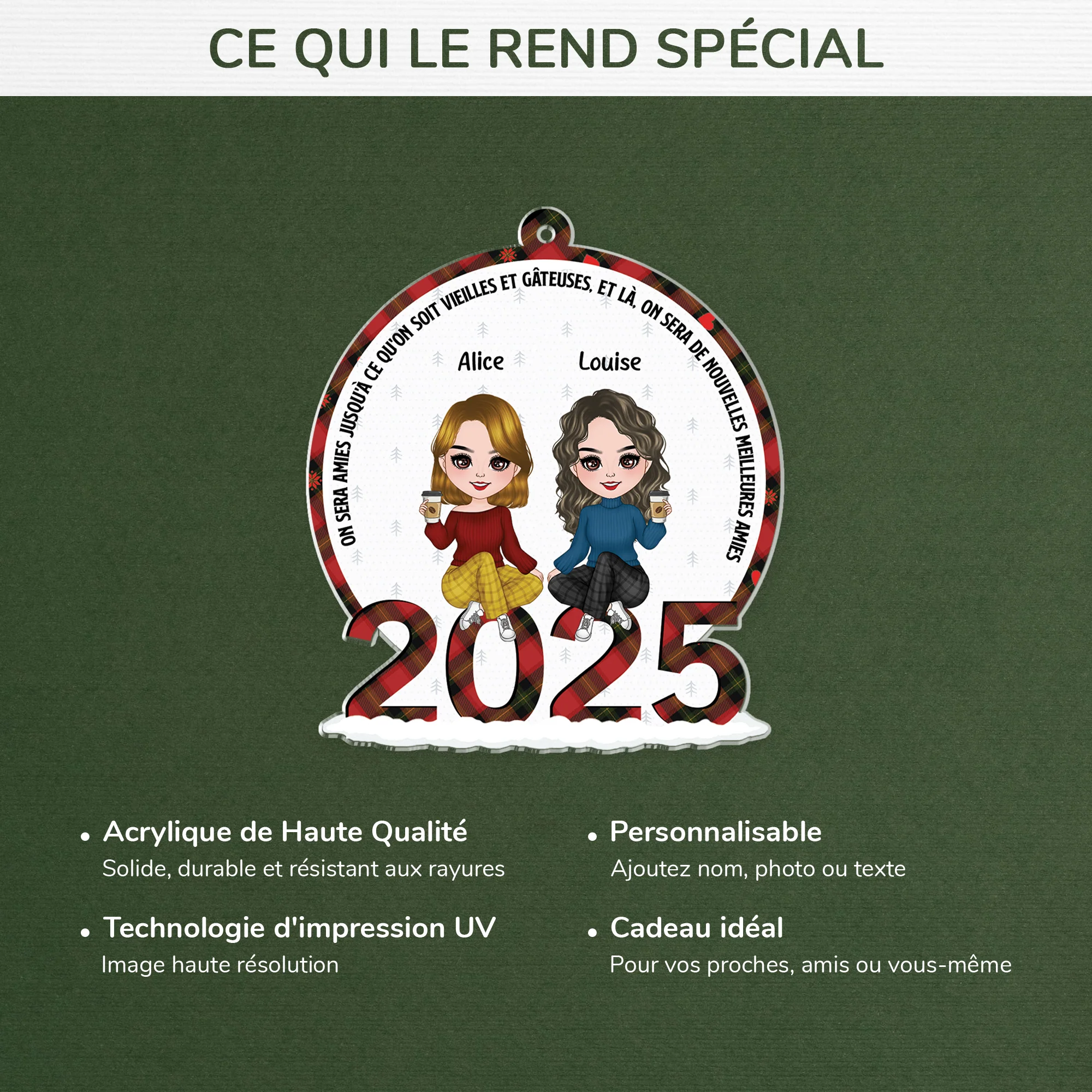 Ornement Noël Personnalisé Acrylique - On Sera Amies Jusqu'à ce qu'on Soit Vieilles - Image 4