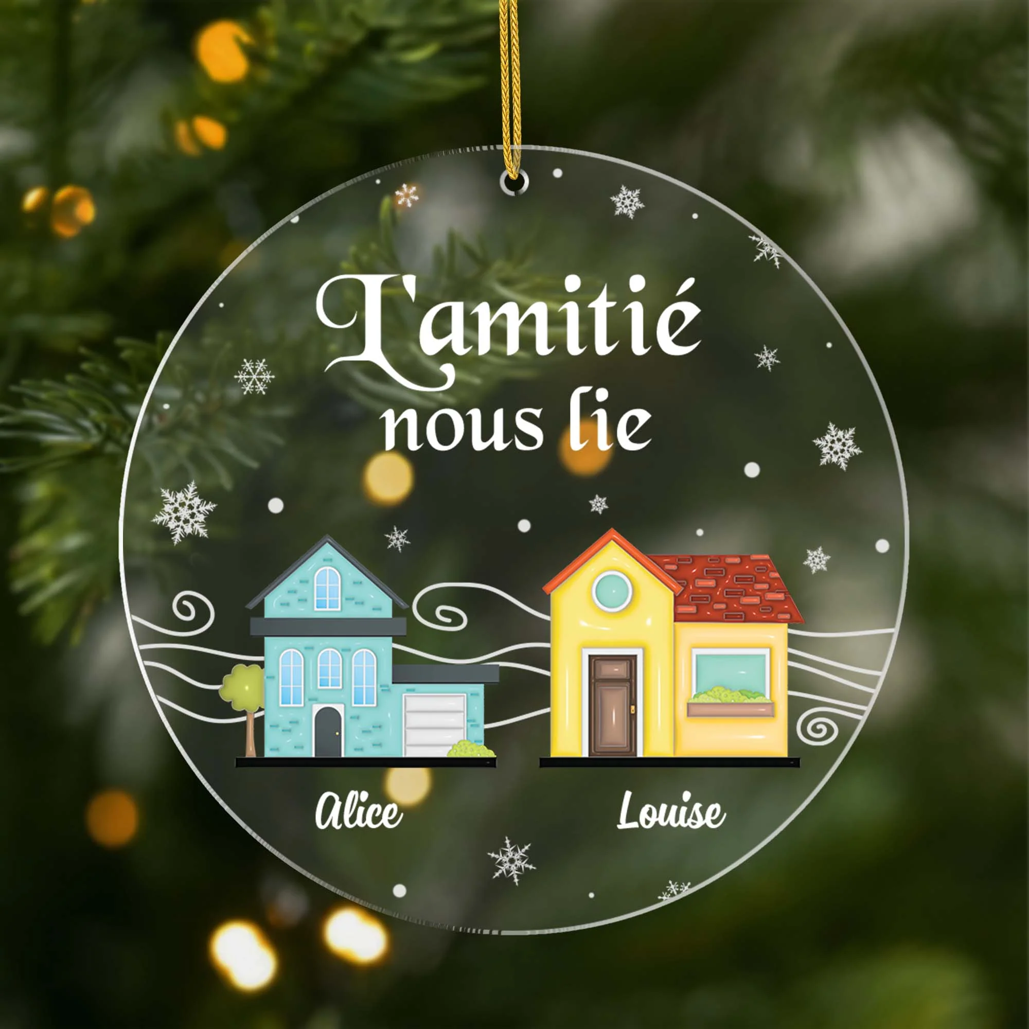 Ornement Noël En Acrylique Personnalisé Pour Ami - L'amitié Nous Lie
