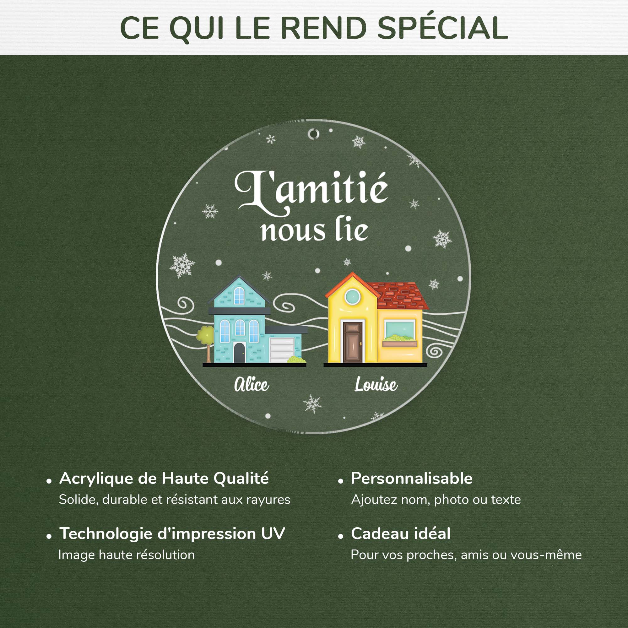 Ornement Noël En Acrylique Personnalisé Pour Ami - L'amitié Nous Lie - Image 4