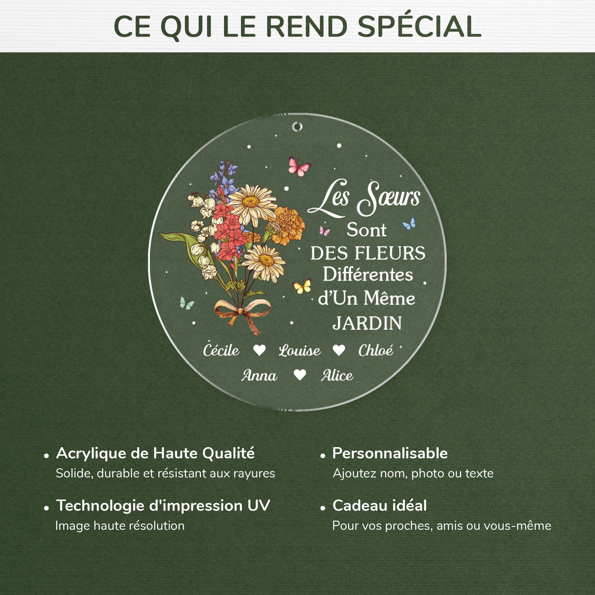 Ornement Noël En Acrylique Personnalisé Pour Amie - Sœurs Sont Des Fleurs Différentes - Image 4