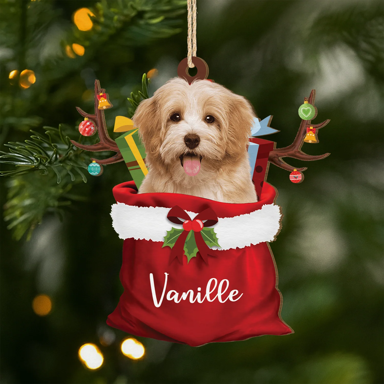 Ornement En Bois À 1 Couche Personnalisé Chien - Cadeaux De Noël Personnalisés