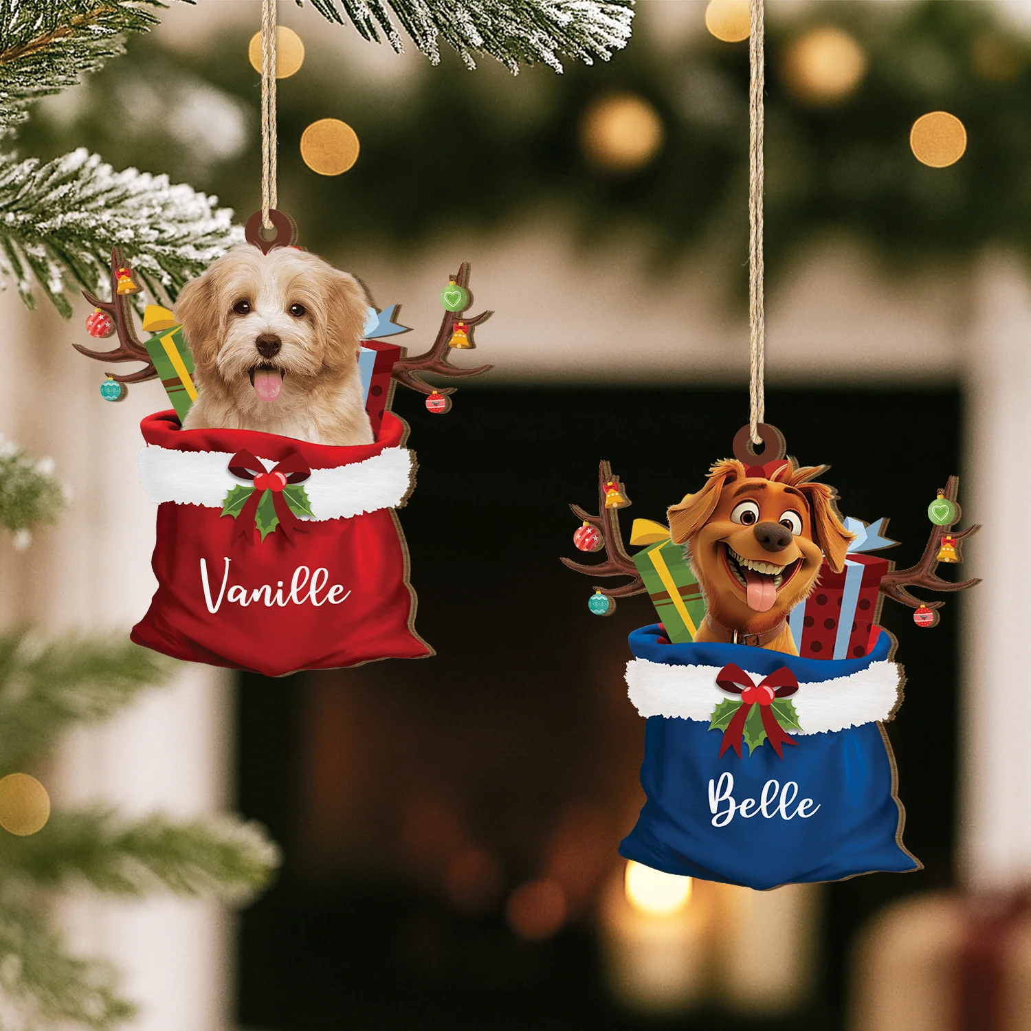 Ornement En Bois À 1 Couche Personnalisé Chien - Cadeaux De Noël Personnalisés - Image 2