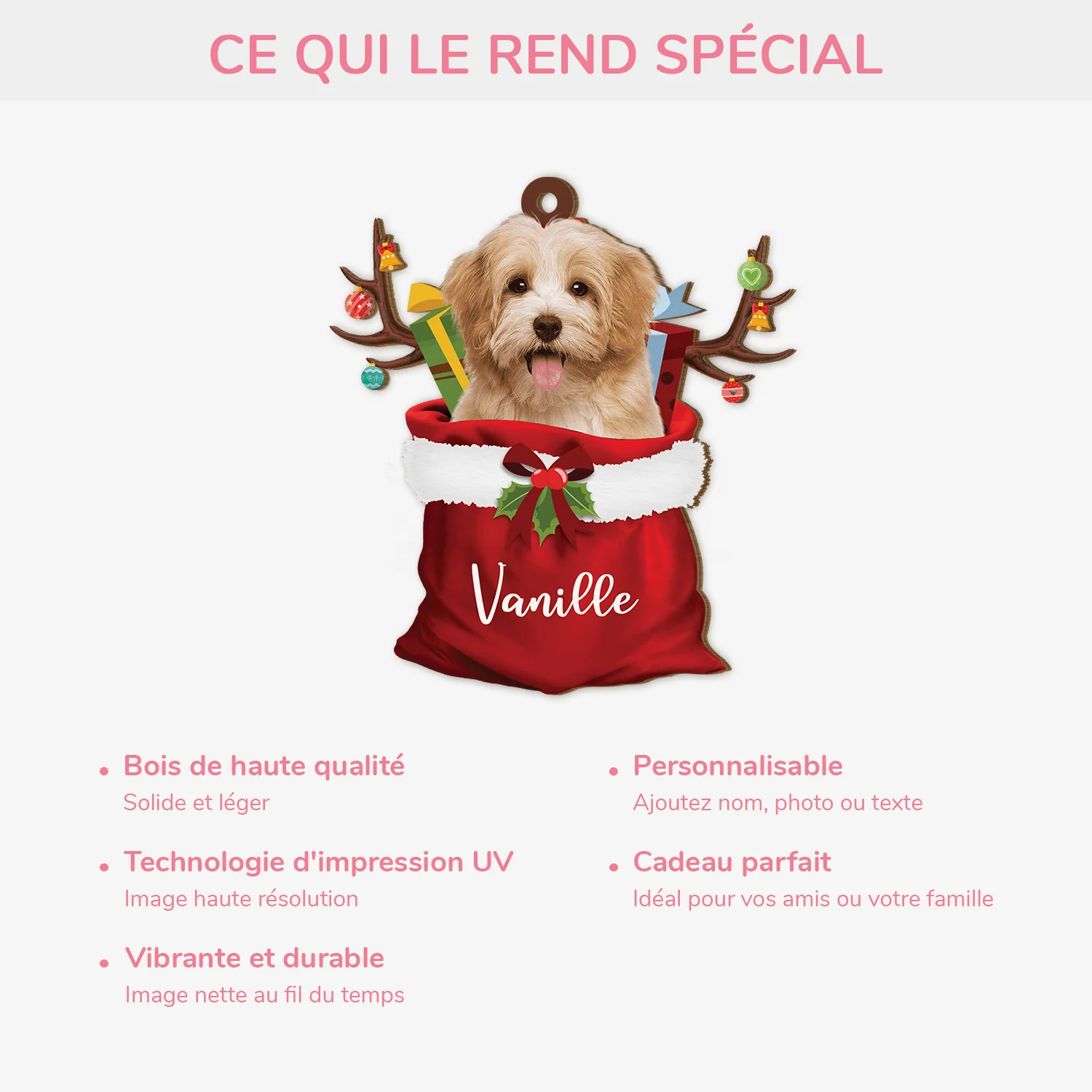 Ornement En Bois À 1 Couche Personnalisé Chien - Cadeaux De Noël Personnalisés - Image 4