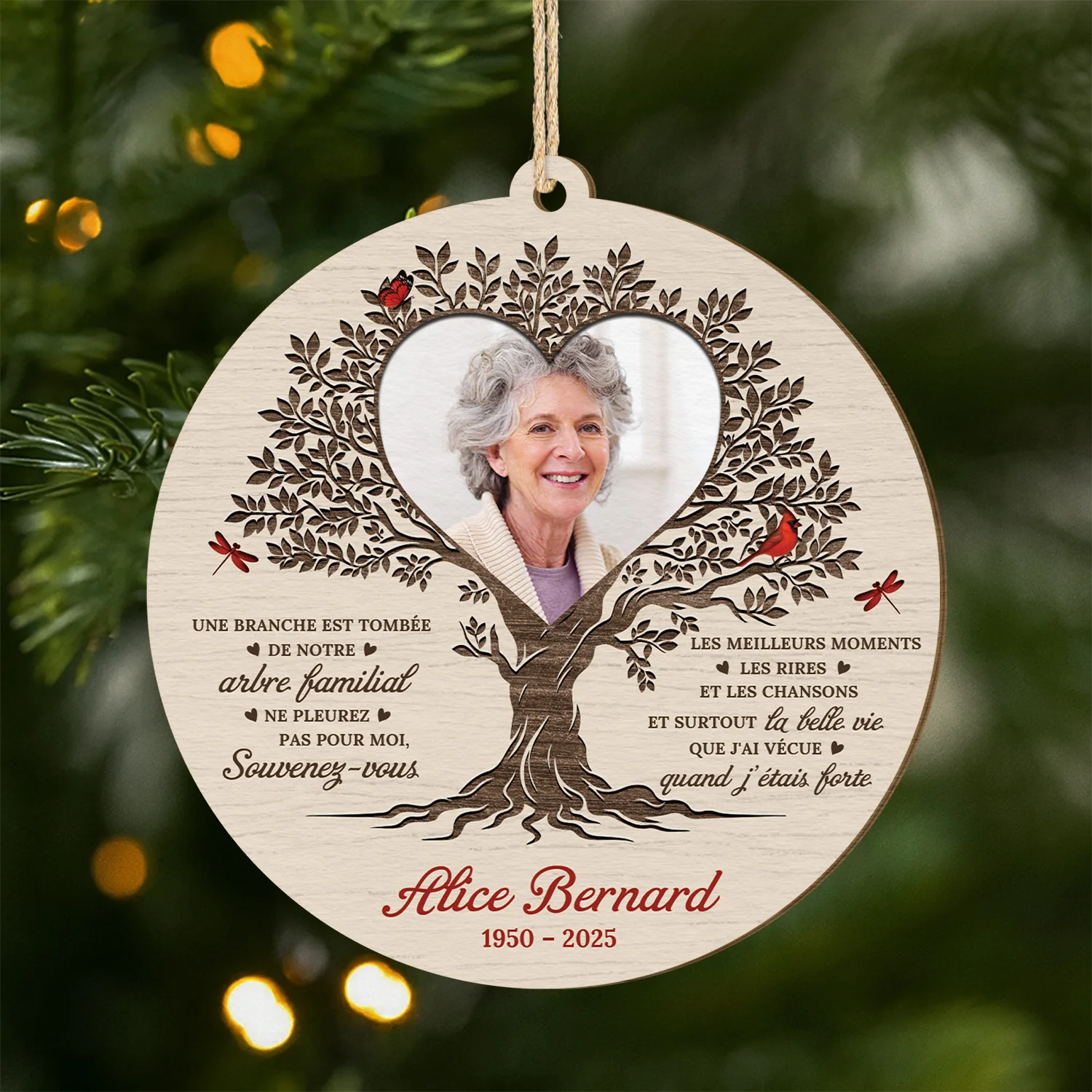 Ornement Noël En Bois À 1 Couche Personnalisé Commémoratif Avec Photo - Ne Pleurez Pas Pour Moi