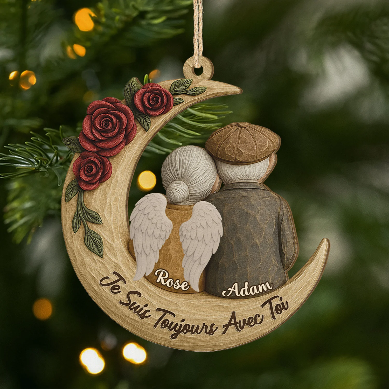 Ornement Noël En Bois À 1 Couche Personnalisé Commémoratif Couple - Toujours Avec Toi