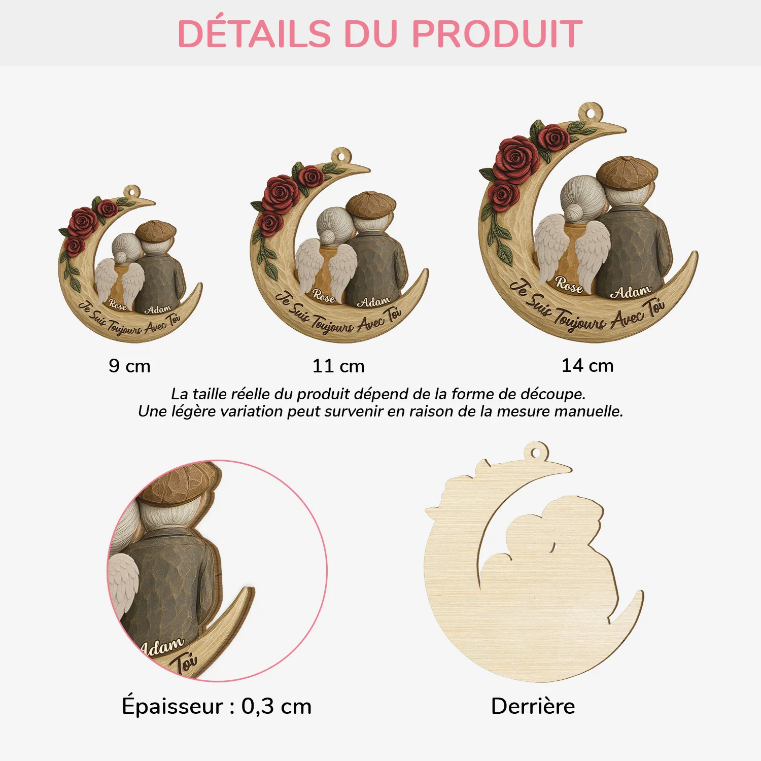 Ornement Noël En Bois À 1 Couche Personnalisé Commémoratif Couple - Toujours Avec Toi - Image 3