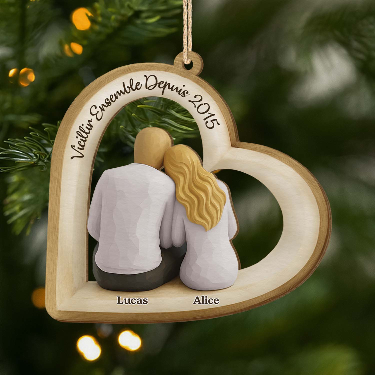 Ornement Noël En Bois À 1 Couche Personnalisé Couple - Toi & Moi Vieillir Ensemble