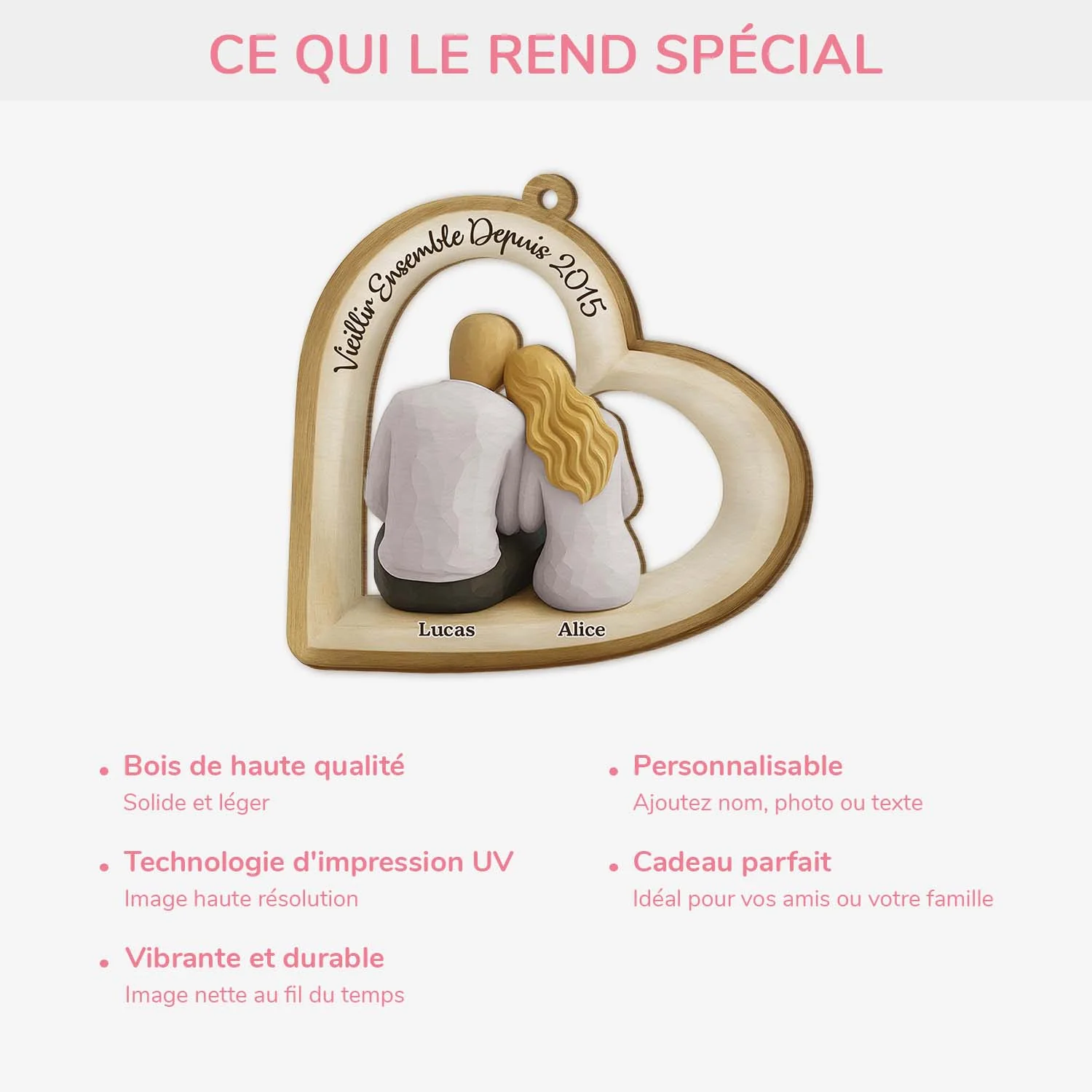 Ornement Noël En Bois À 1 Couche Personnalisé Couple - Toi & Moi Vieillir Ensemble - Image 4