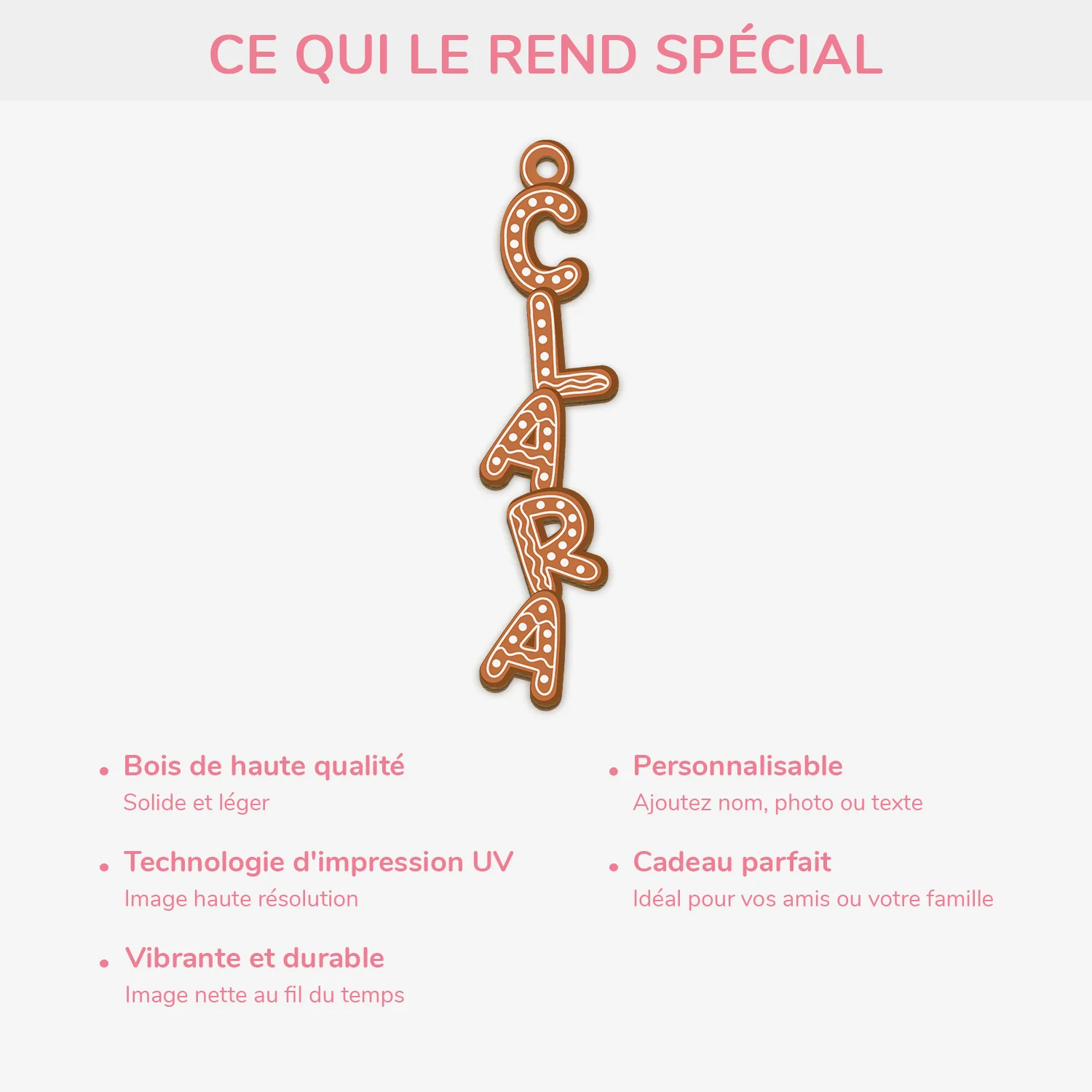 Décoration Noël Personnalisée Prénom – Lettre Biscuit | Ornement Noël En Bois - Image 4