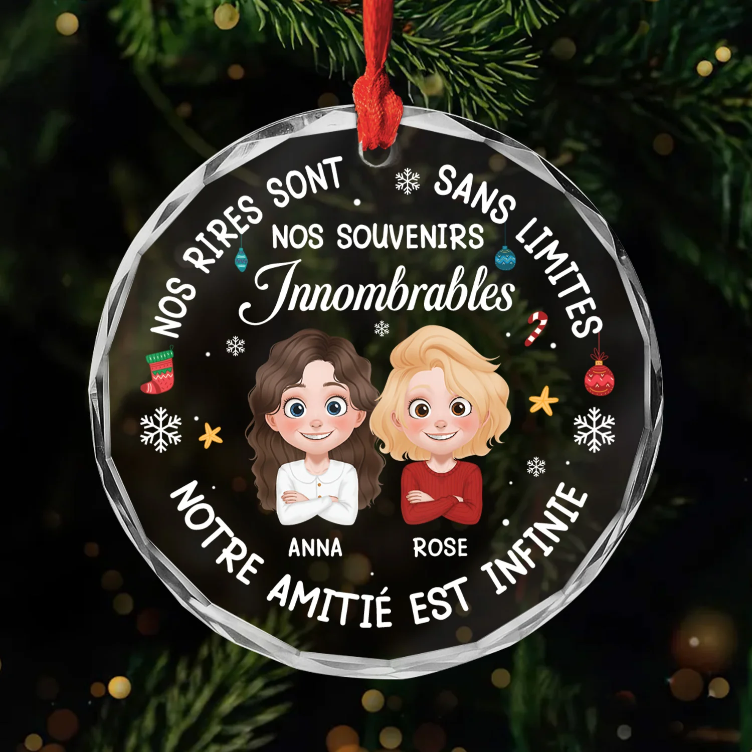 Ornement Noël En Verre Personnalisé - Notre Amitié Est Infinie