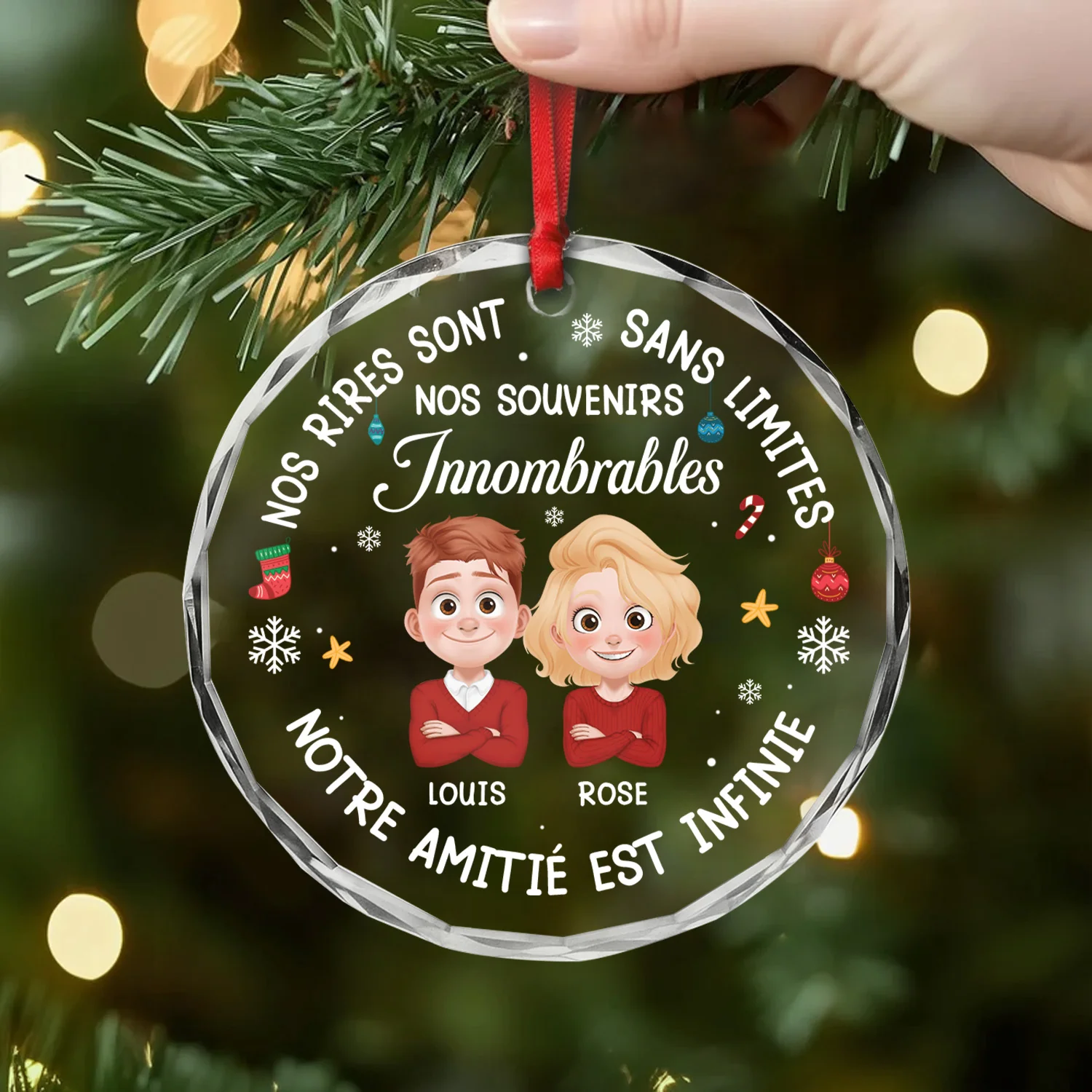 Ornement Noël En Verre Personnalisé - Notre Amitié Est Infinie - Image 2