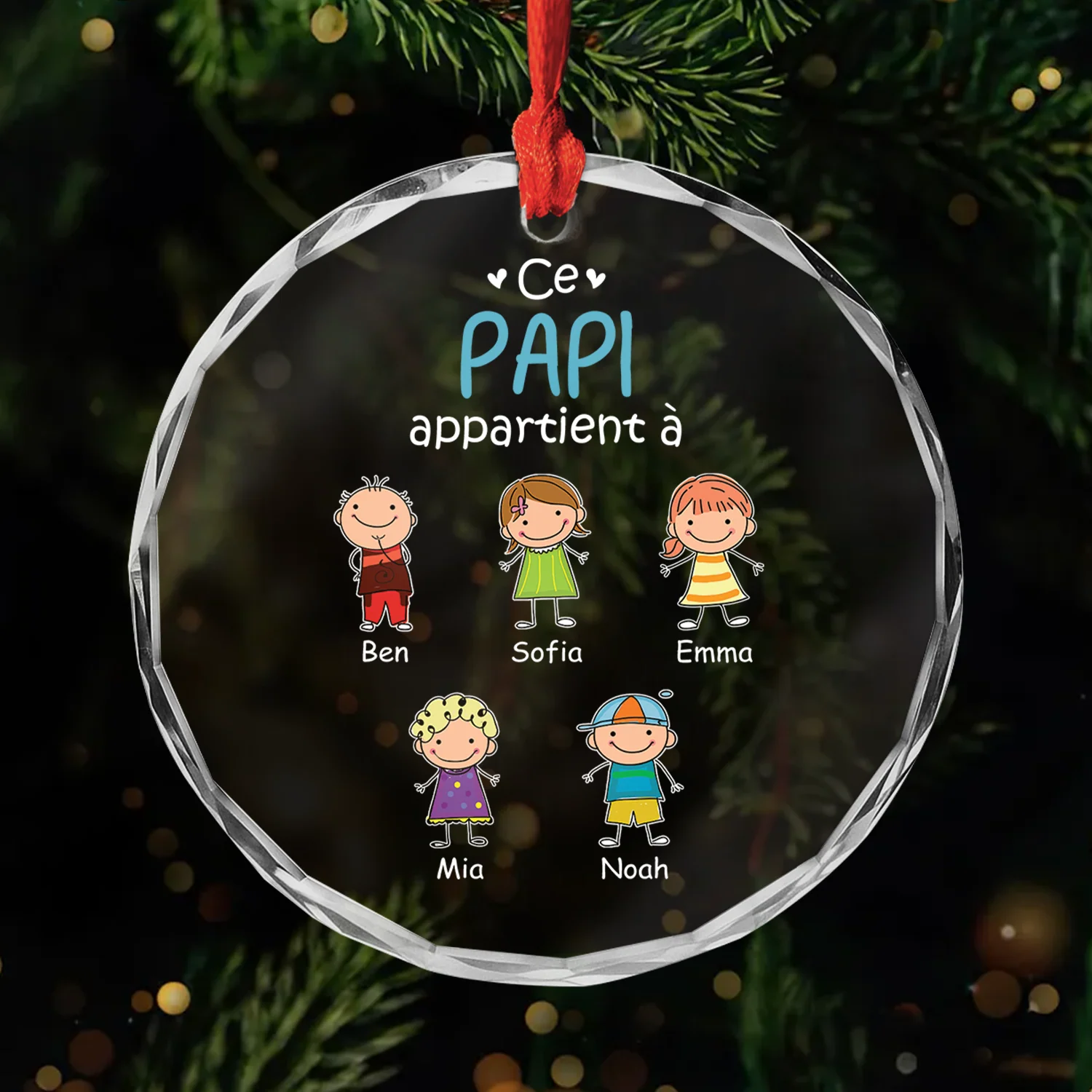 Ornement Noël En Verre Personnalisé Papy Mamie - Ce Papy Appartient À Design Cartoon