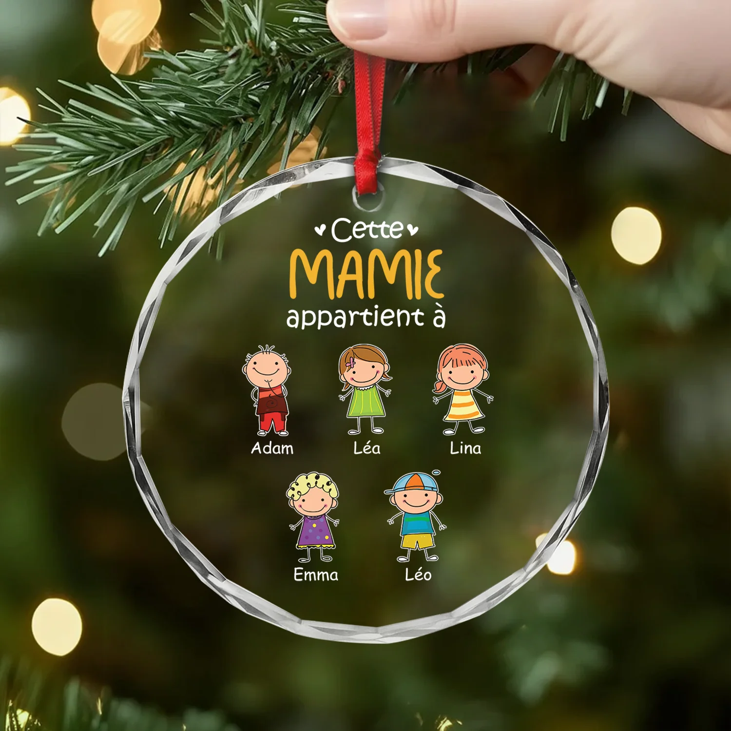 Ornement Noël En Verre Personnalisé Papy Mamie - Ce Papy Appartient À Design Cartoon - Image 2
