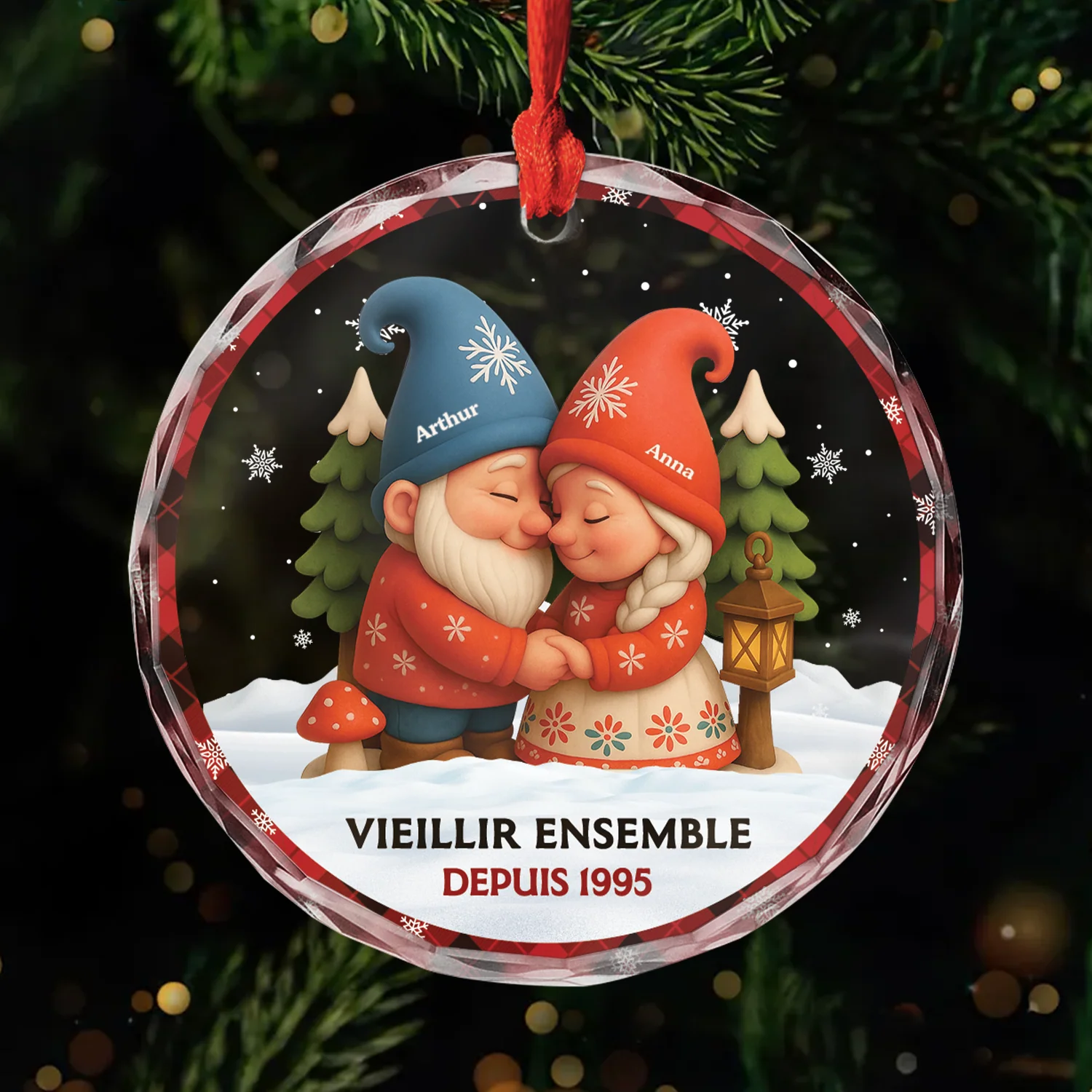 Ornement Noël En Verre Personnalisé Pour Couple Aimant - Vieillir Ensemble