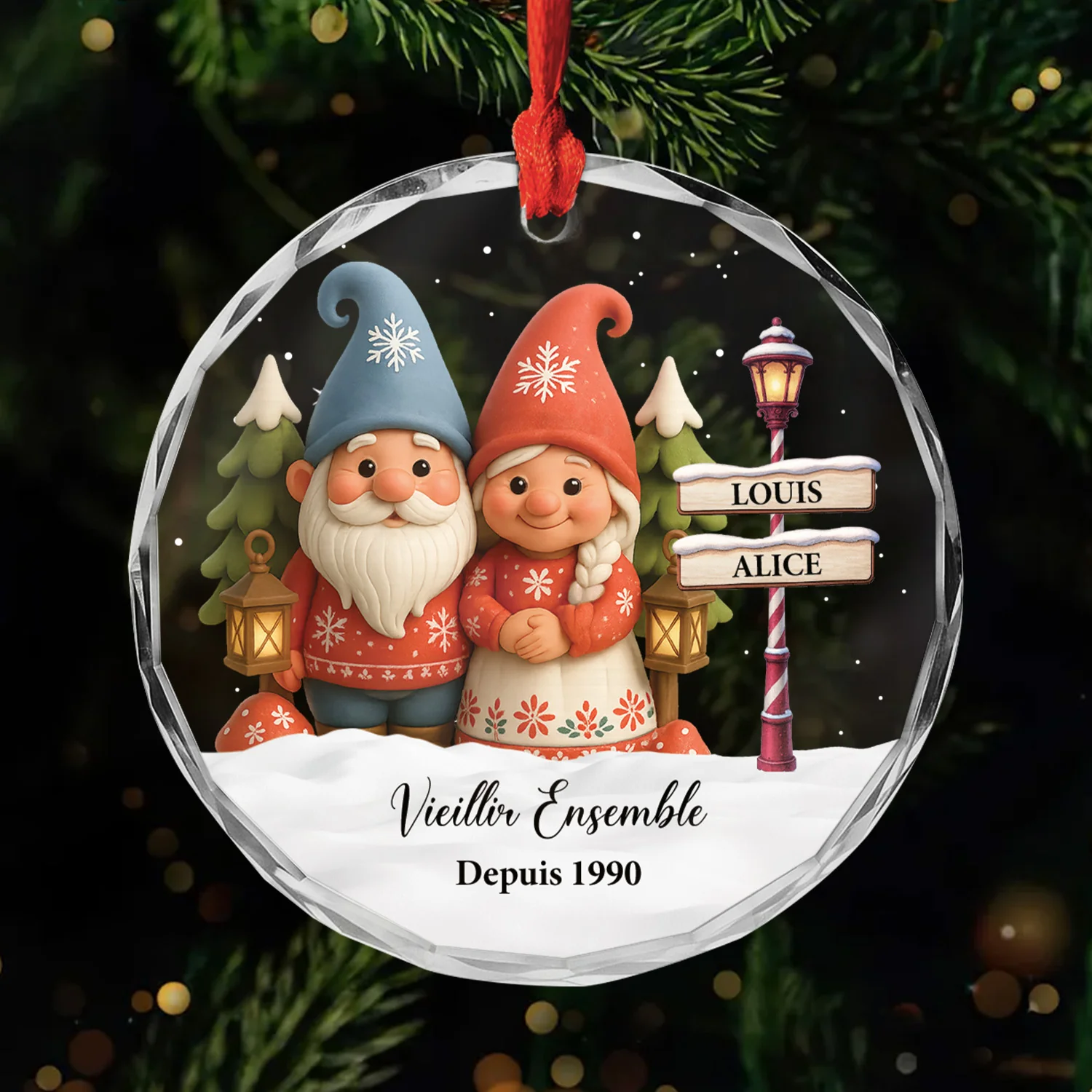 Ornement Noël En Verre Personnalisé - Vieillir Ensemble Couple