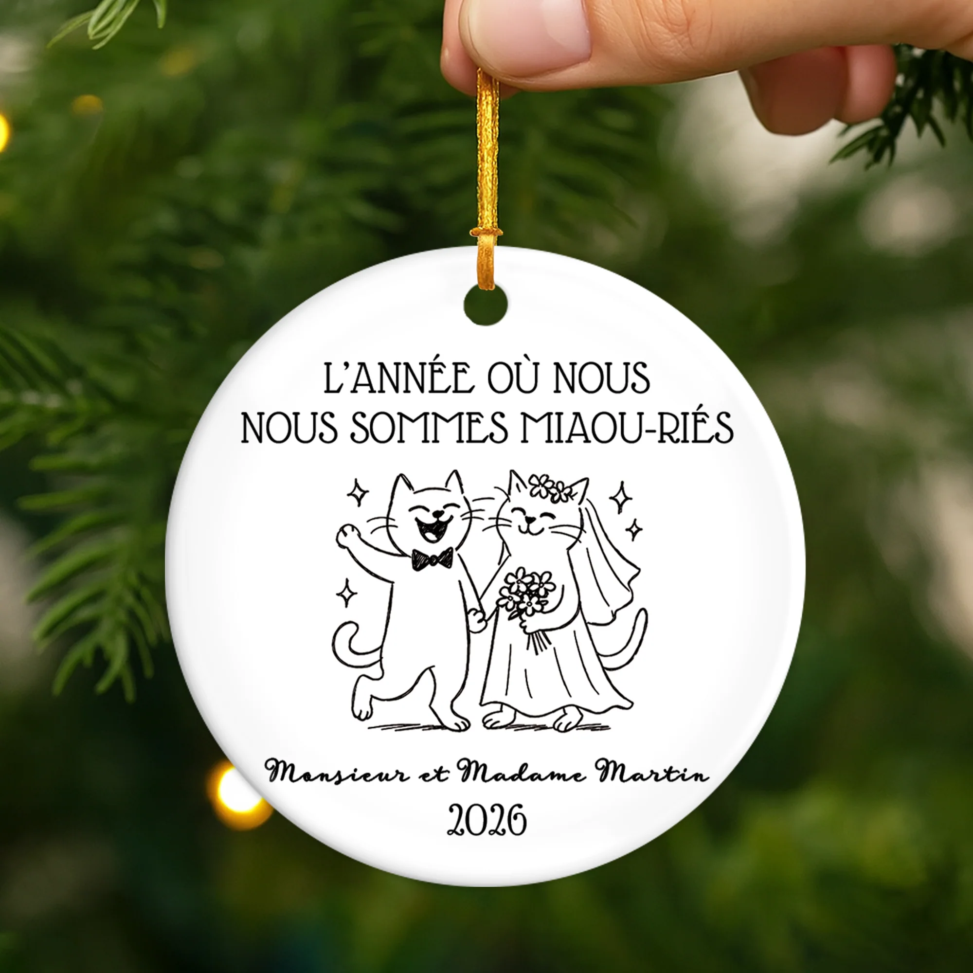 Ornement Personnalisé Mariage De Couple - Année Où Nous Nous Sommes Miaou-riés - Image 2
