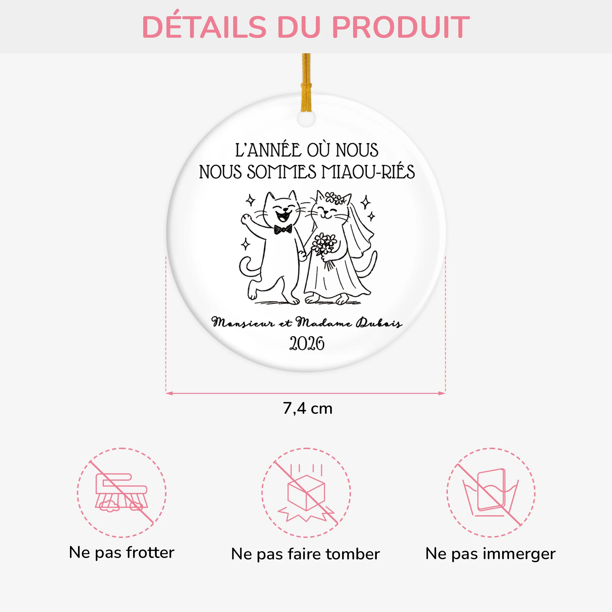 Ornement Personnalisé Mariage De Couple - Année Où Nous Nous Sommes Miaou-riés - Image 3