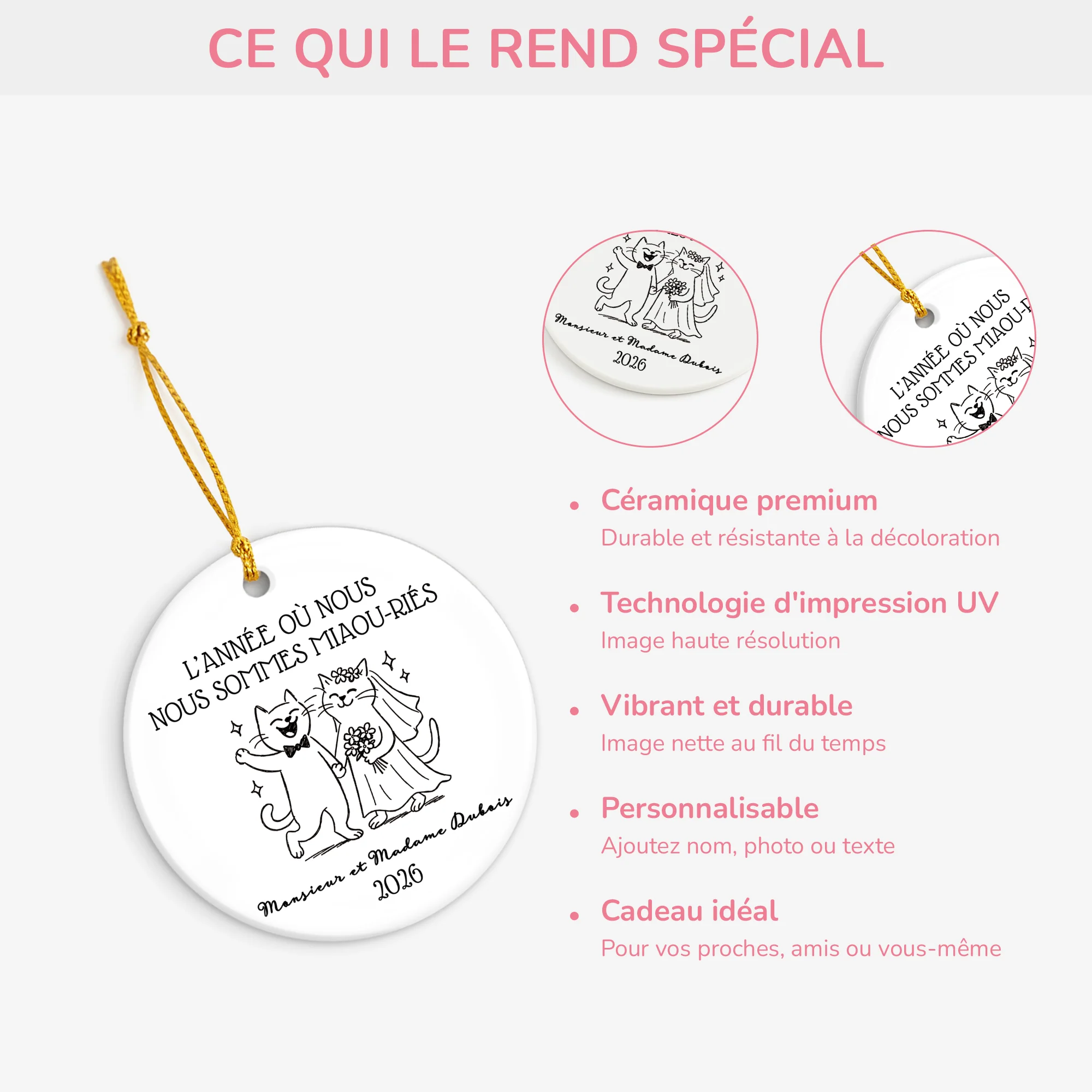 Ornement Personnalisé Mariage De Couple - Année Où Nous Nous Sommes Miaou-riés - Image 4