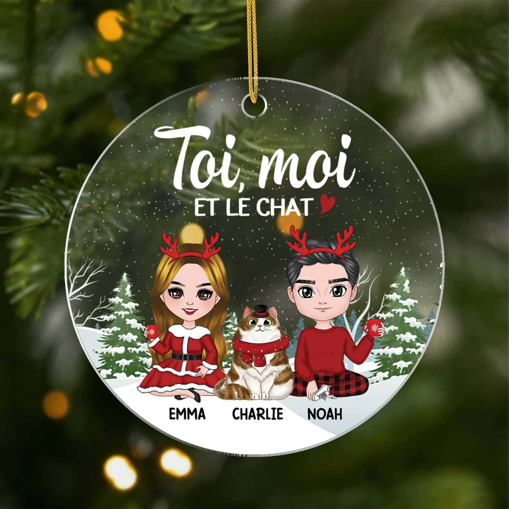Ornement Toi Moi Et Le Chat Personnalisé