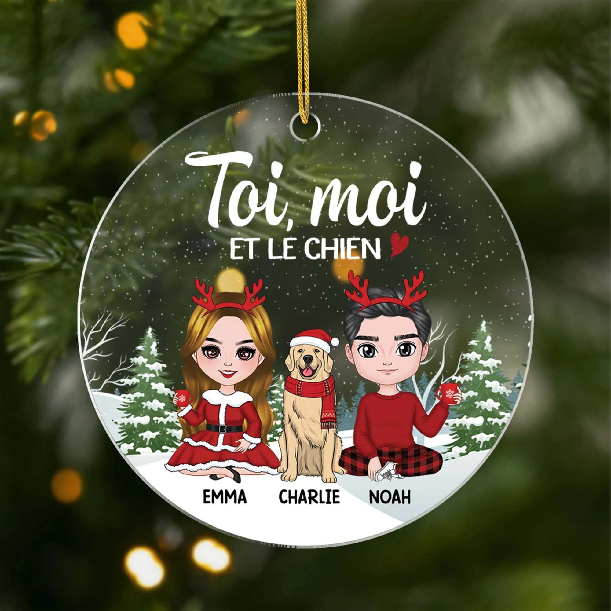Ornement Toi Moi Et Le Chien Personnalisé
