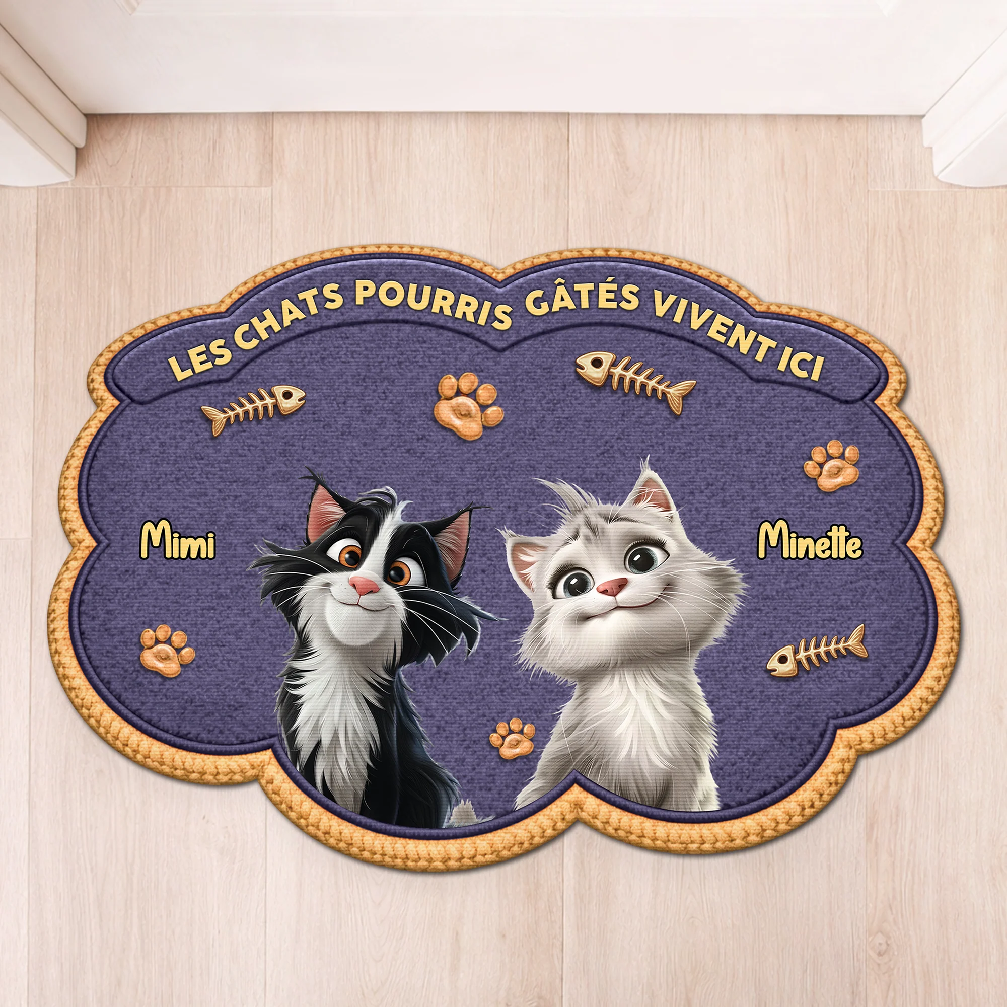 Paillasson Chat Gâté Personnalisé – Version Découpée