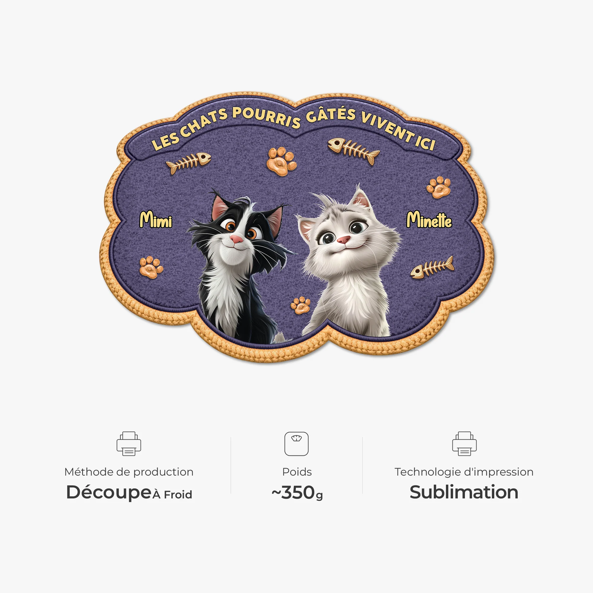 Paillasson Chat Gâté Personnalisé – Version Découpée - Image 4