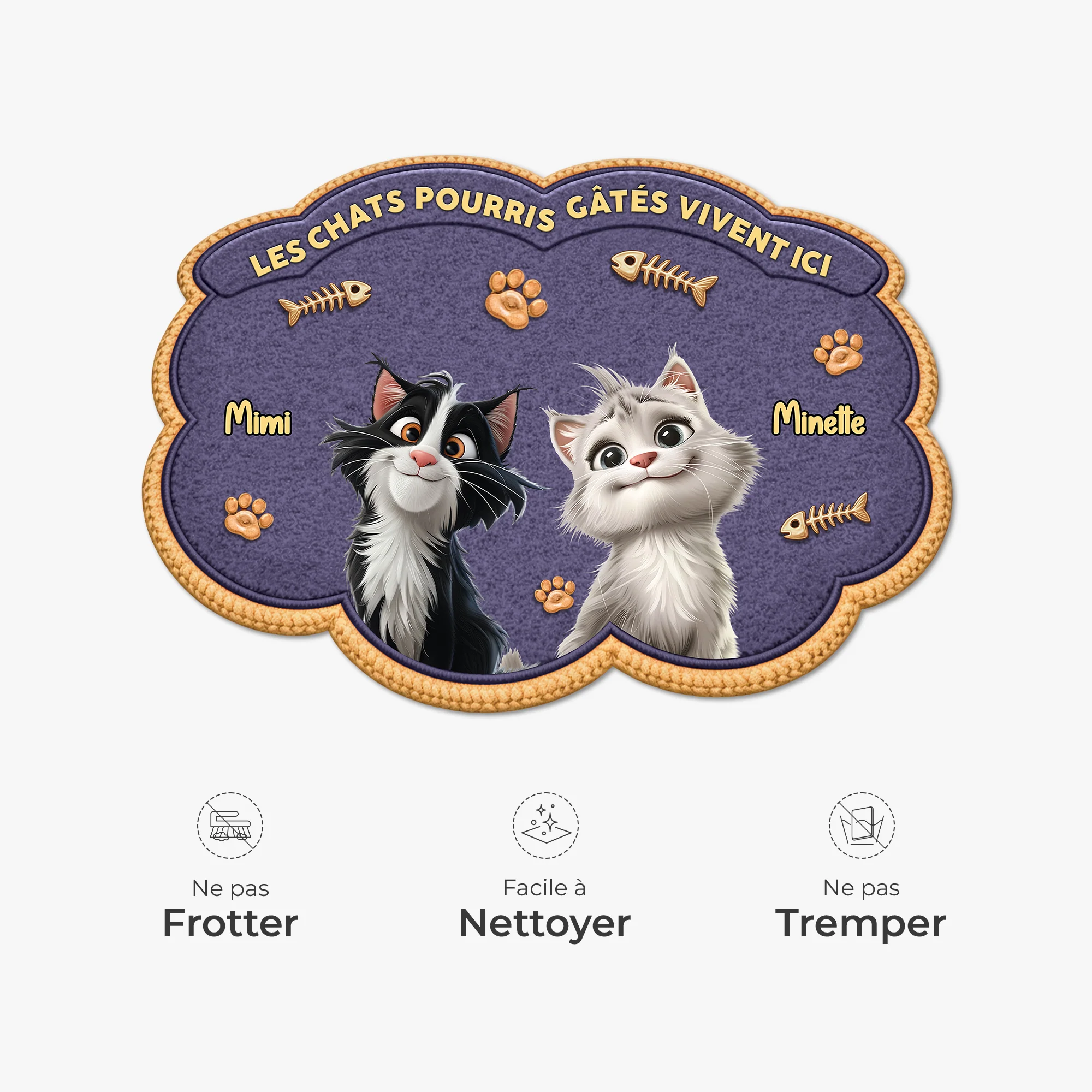 Paillasson Chat Gâté Personnalisé – Version Découpée - Image 5