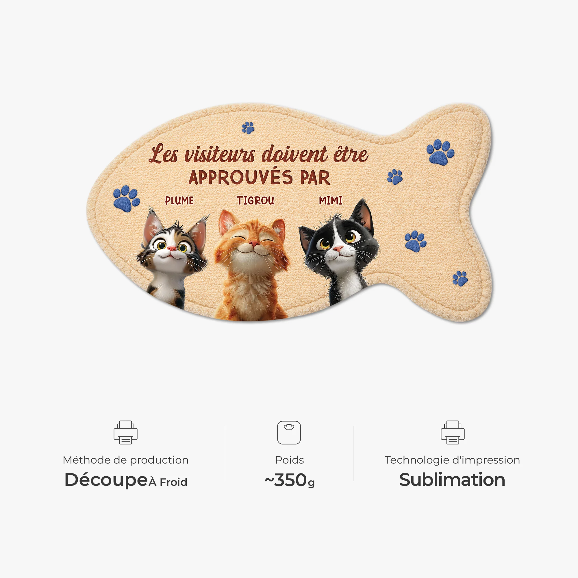Tapis Chat Forme Decoupee Personnalisé – Invités Approuvés - Image 4