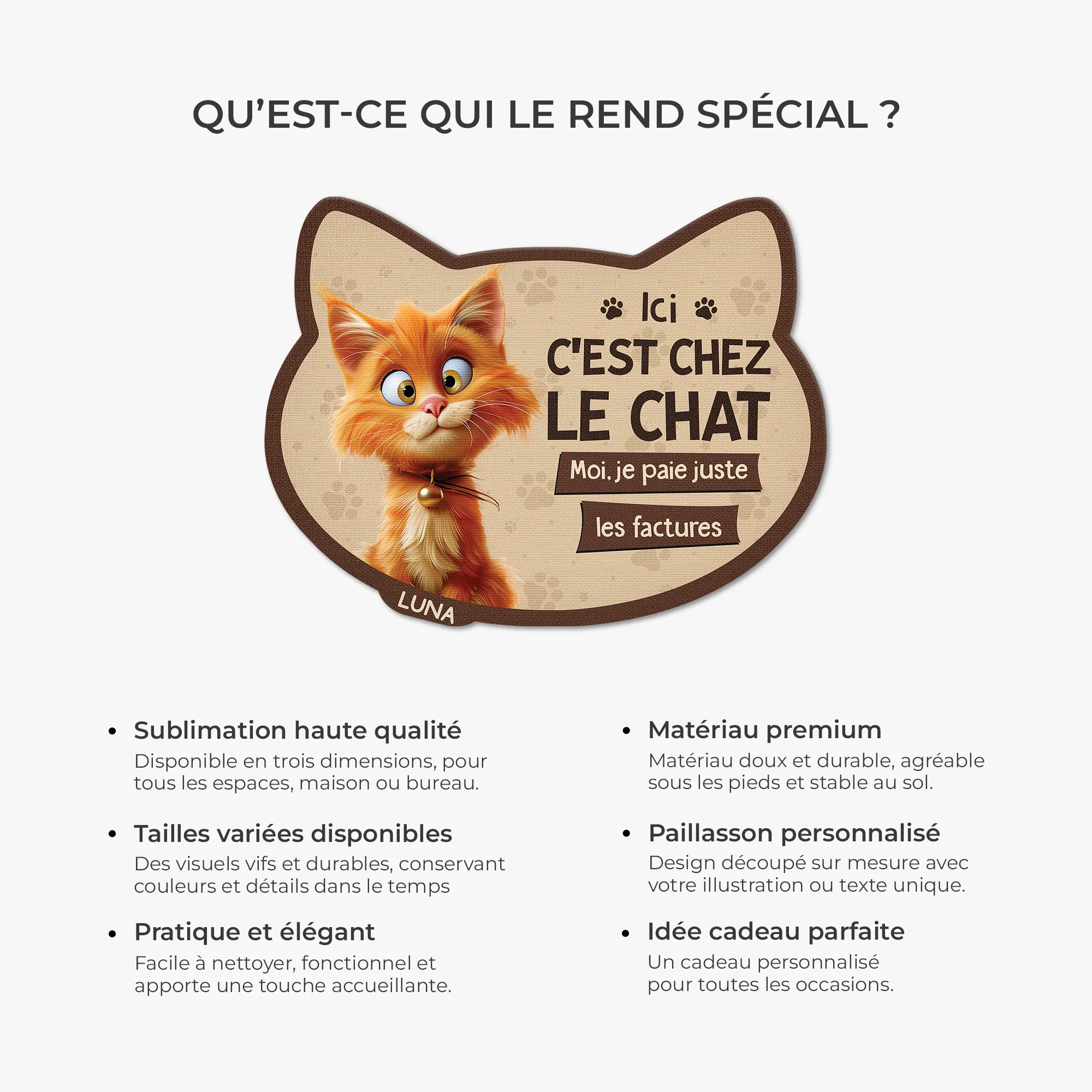 Tapis Forme Originale Chat Personnalisé – Maison De Chat - Image 6
