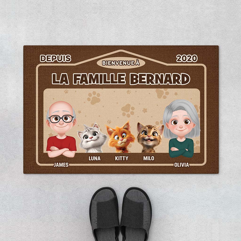 Paillasson Chat Personnalisé – Bienvenue Chez Nous Depuis Design Cartoon