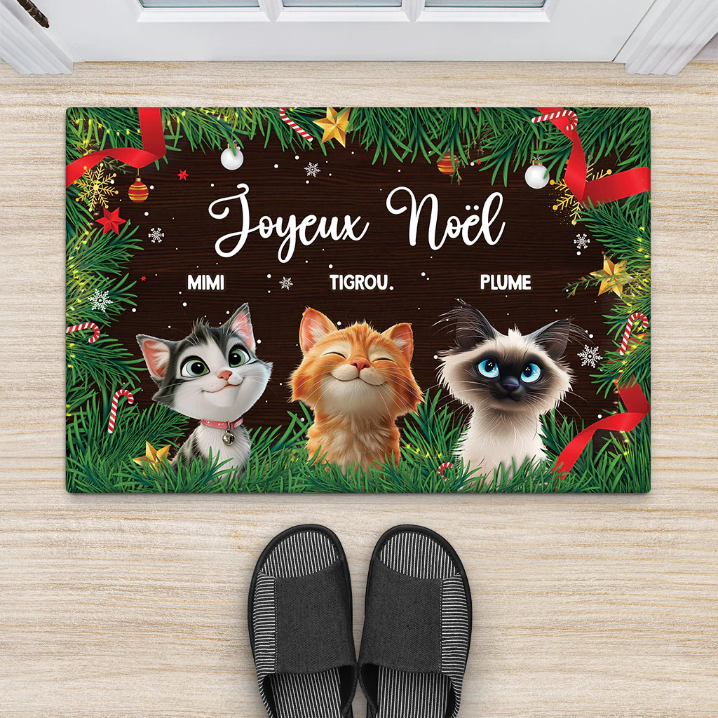 Paillasson Joyeux Noël Avec Chat Personnalisé - Image 2