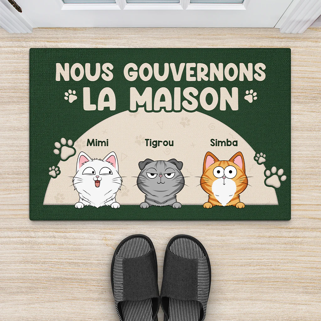 Paillasson avec Chat Personnalisé - Nous Gouvernons La Maison Version Lune - Image 2
