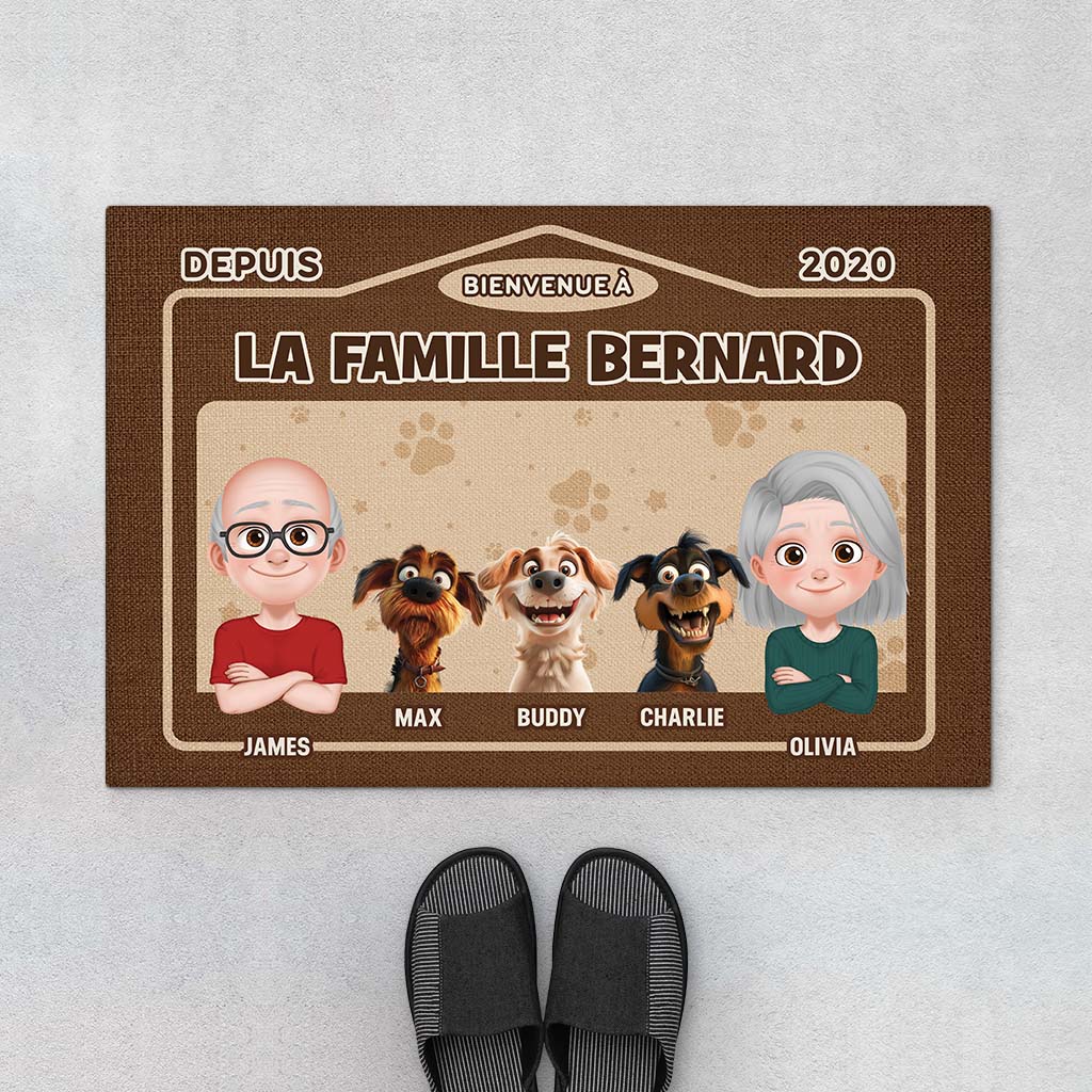 Paillasson Bienvenue Chez Nous Depuis Avec Chien Personnalisé
