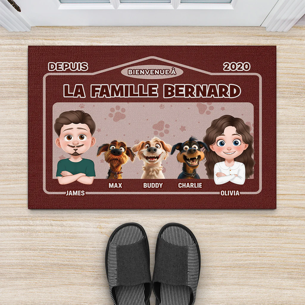 Paillasson Bienvenue Chez Nous Depuis Avec Chien Personnalisé - Image 2