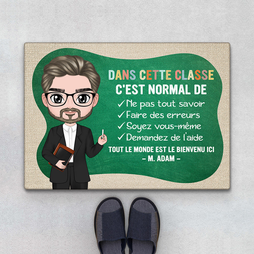Paillasson Personnalisé Pour Prof - Dans Ma Classe C'est Normal